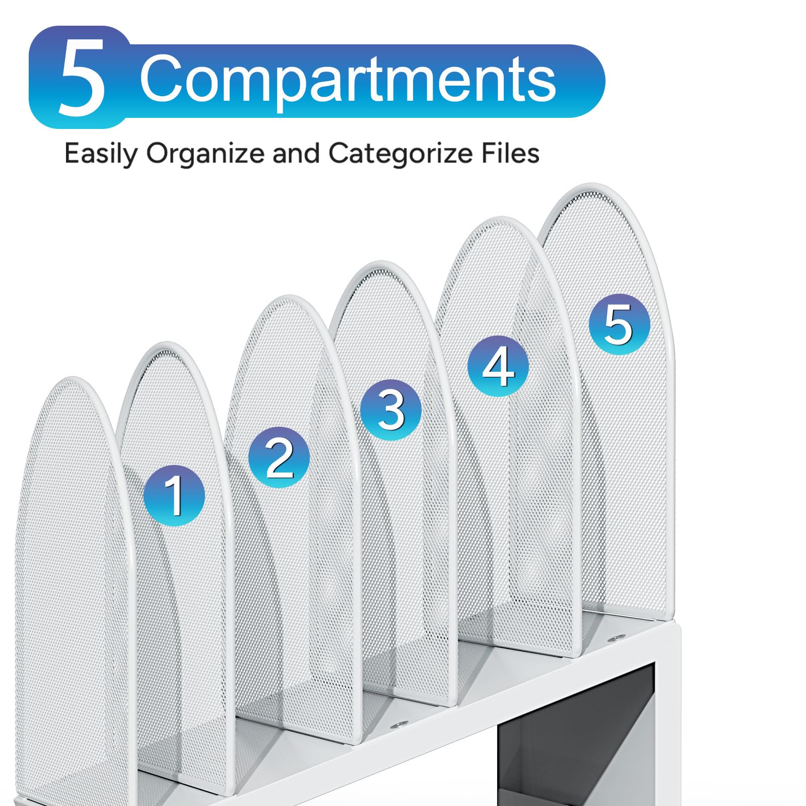 gianotter Desktop File Organizer with 5 Compartments