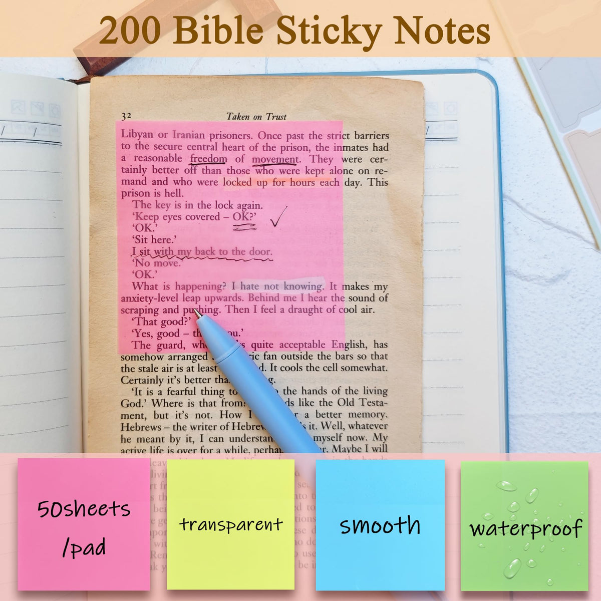 YOJO Bible Study Supplies,Bible Journaling Kit with Journal,6 No Bleed Highlighters,5 Gel Pens,75