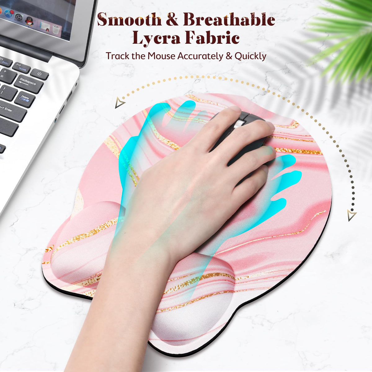 Gimars Ergonomic Mouse Pad Wrist Support, Upgrade Enlarge Superfine Fibre Soft Smooth Keyboard