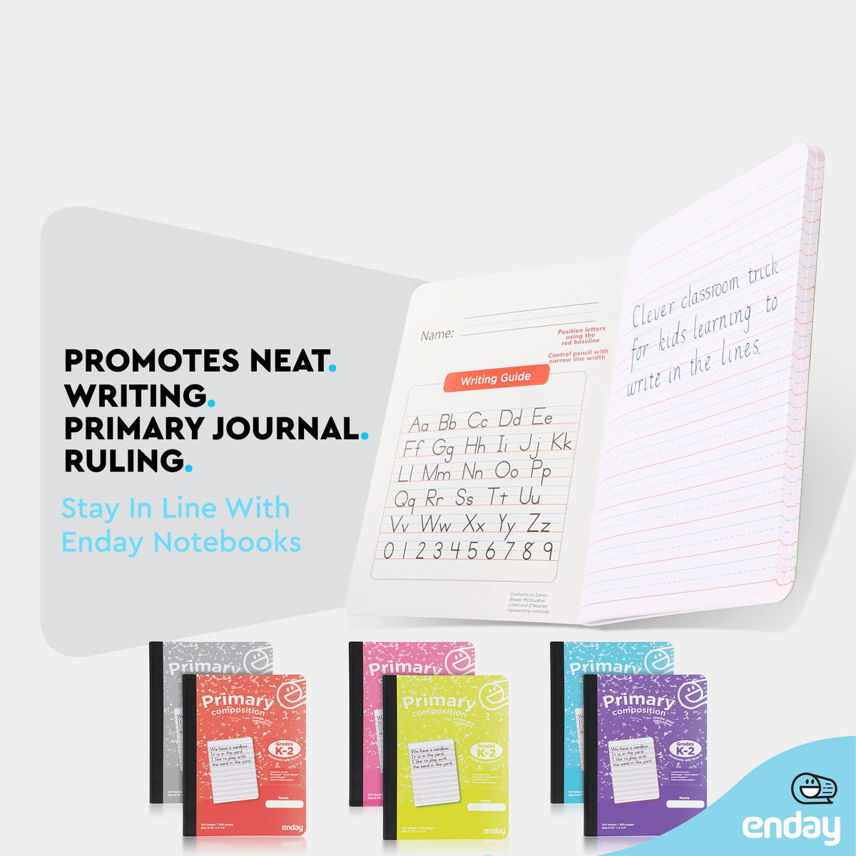 Enday Primary Composition Notebook K-2, Primary Ruled Composition Book, Primary Composition