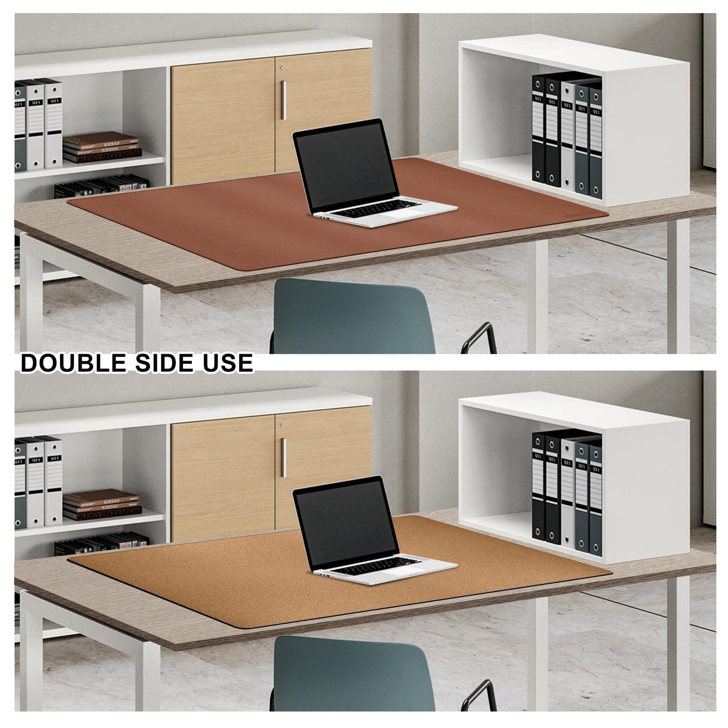 MAIDERN 40” x 24” Leather Desk Pad, Reversible Large Desk Mat, Cork & Leather Large Mouse pad for