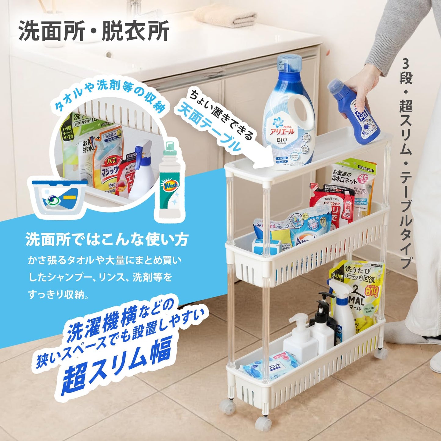 Sanko Plastic Gap Rolling Storage Table
