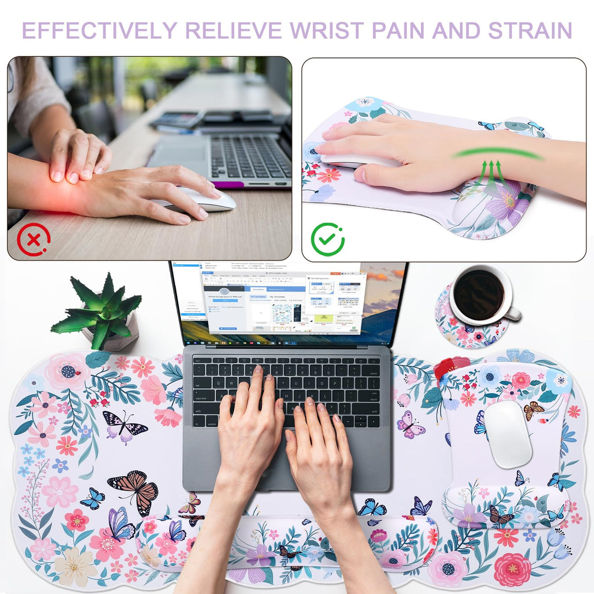 MEGREZ Ergonomic Memory Foam Mouse Pad with Wrist Rest