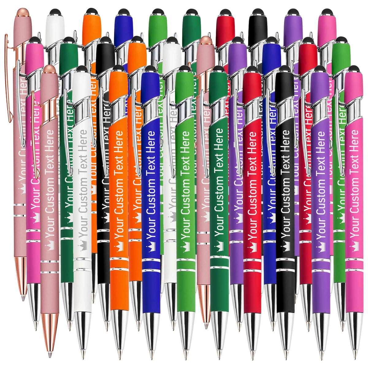 STREADVE Personalized Custom Pens with Name Engraved Logo Text Pen, Pack of 30 Customized Smooth