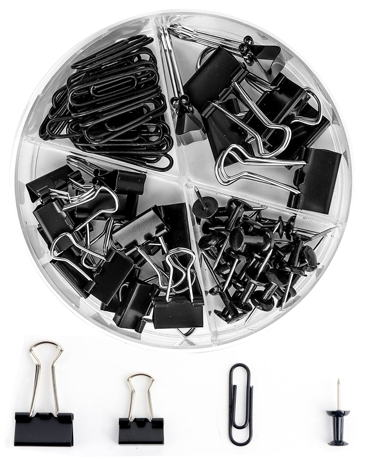 Creechwa Paper Clips Binder Push Pin Set, Assorted Sized Binder Clips