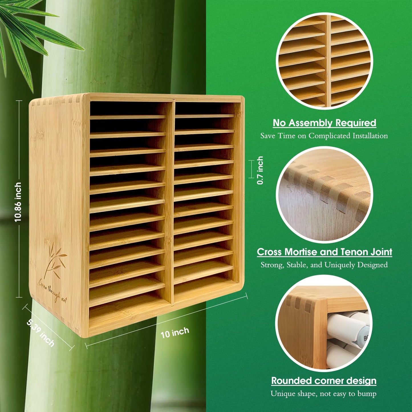 TIKSPCAE Marker Organizer for 168 Markers,Bamboo Wooden Desk Storage Organizer Rack,Markers Pens