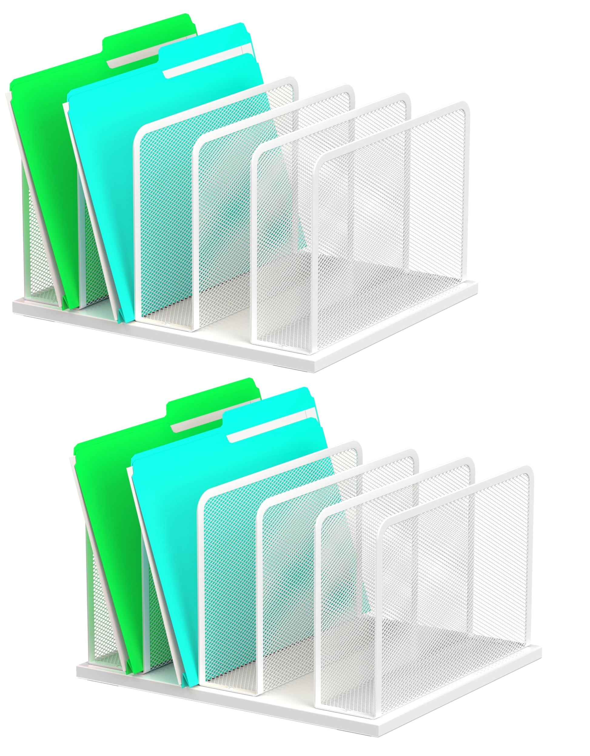 Kuntine.B 5-Section Upright Desk File Organizer White 2 Pack