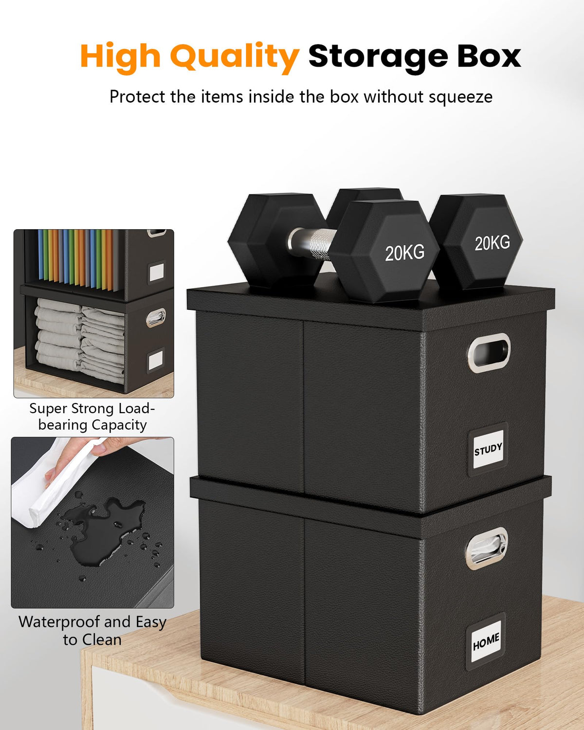 Oterri File Organizer Box with Lid - Portable Hanging File Box for Letter/Legal Files