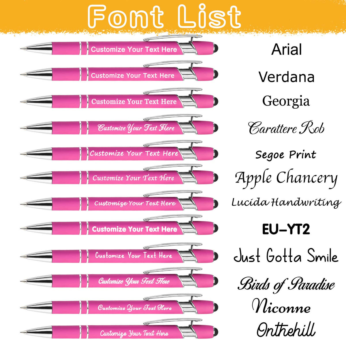 Amlion Custom Pens Personalized Bulk, Customized Ballpoint Pens with Stylus Name Message Logo