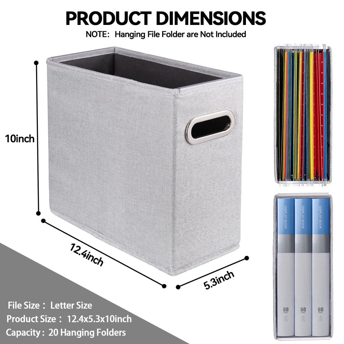 ComfortKeeper 4 Pack Letter Size File Storage Box Collapsible, Fabric Hanging File Folders