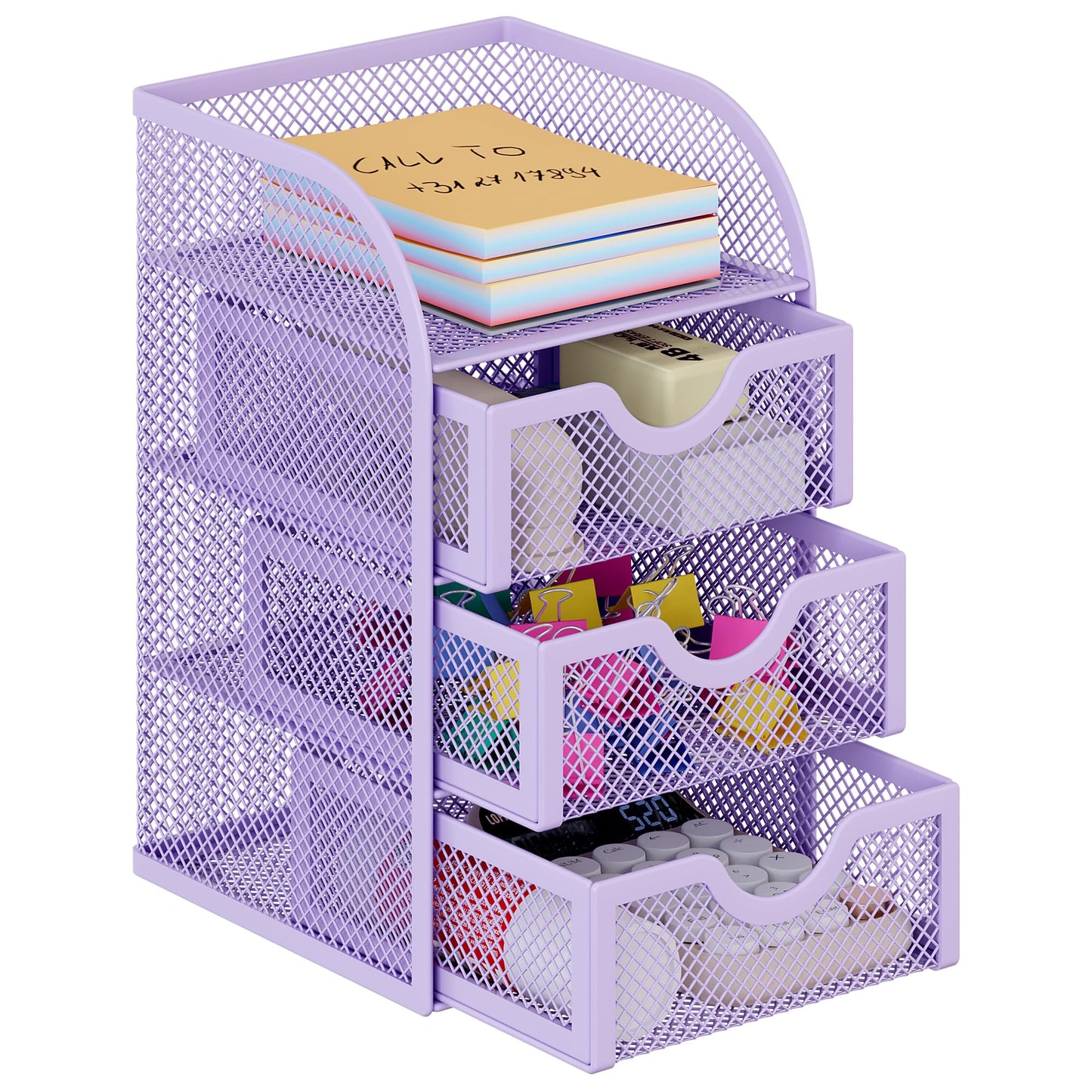 EasyPAG Mesh Desk Organizer with 3 Drawer Office Desktop Organizers and Accessories Stationery