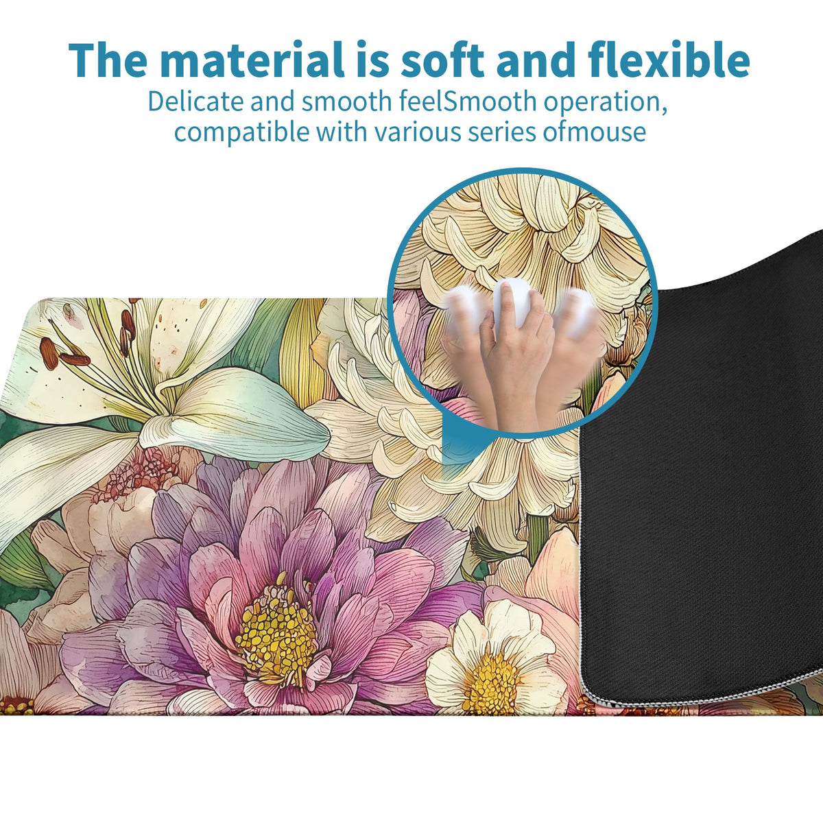 Retro Blossom Boho Floral Mouse Pad Desk Mat XL Extended Large Gaming Desk Pad Mousepad, Floral