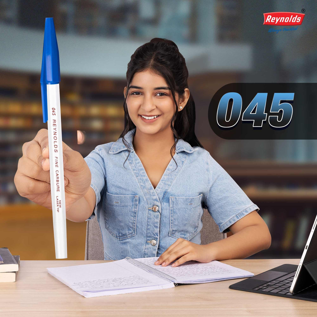 Reynolds 045 60 PENS BLUE | PENS WITH COMFORTABLE GRIP |BALL PENS FOR WRITING | PEN FOR STUDENTS &