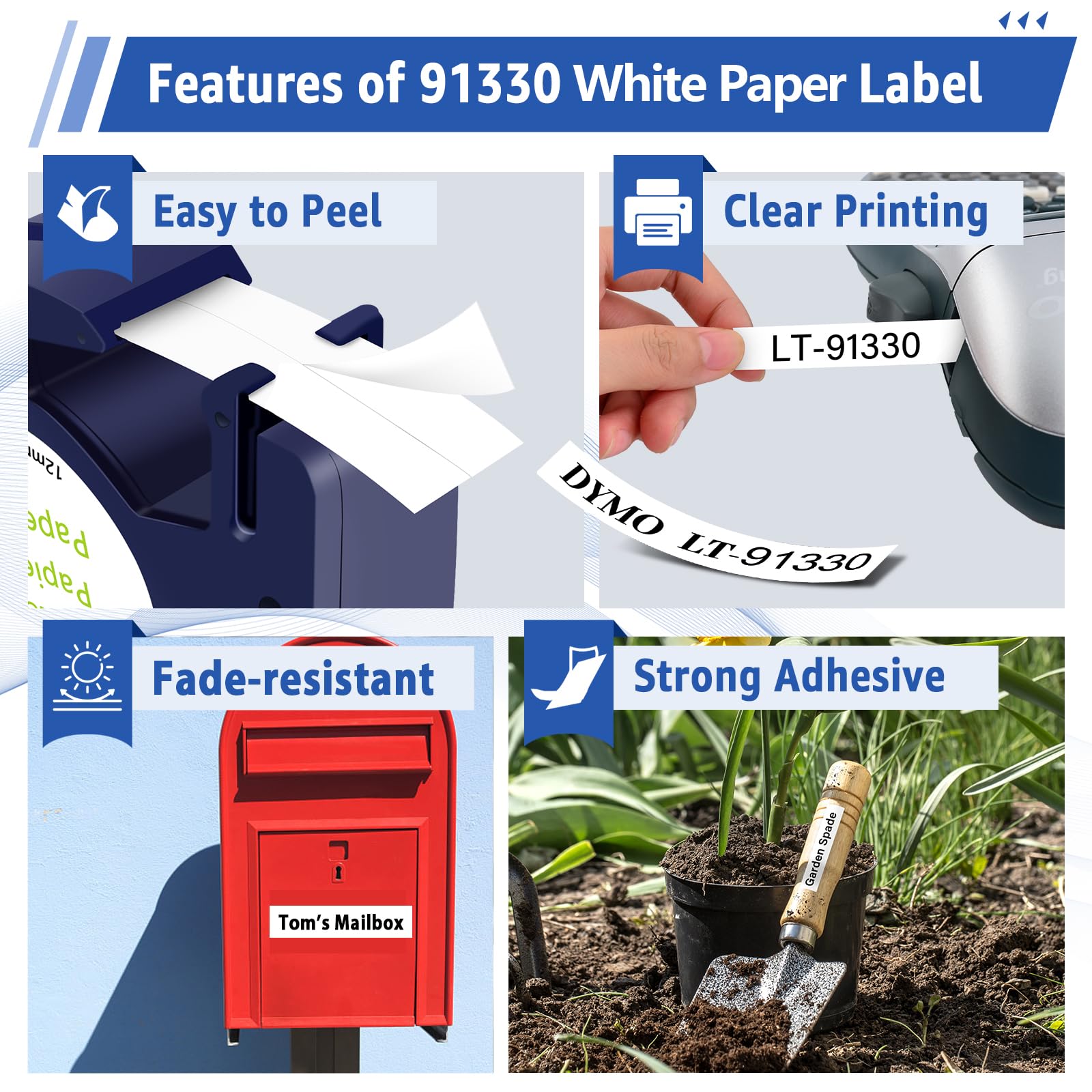 6PK Black on White 1/2'' Compatible for Dymo Label Maker Refills 91330