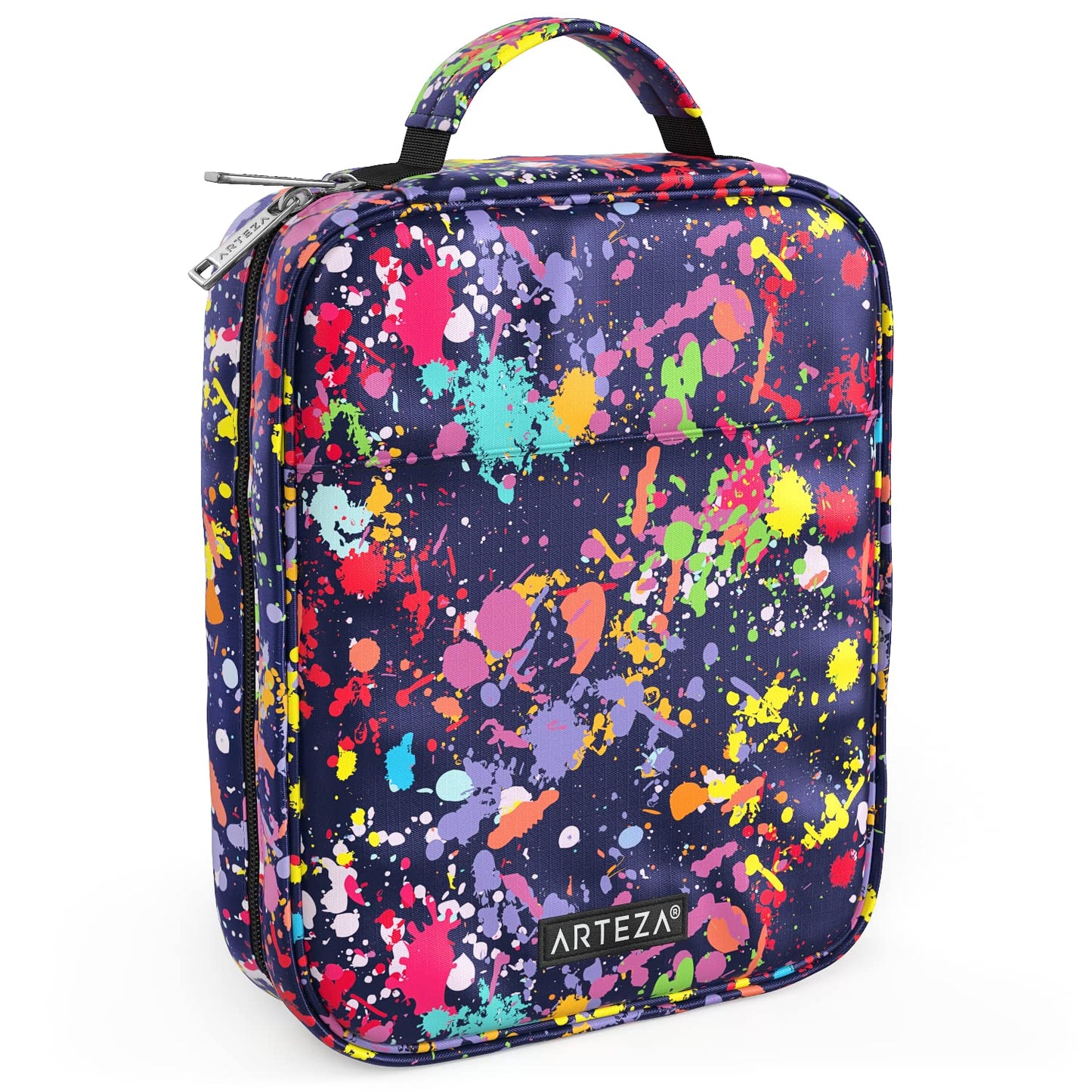 Arteza Pencil Case Organizer, 64 Elastic Slots, Paint Splatter Pattern, Large Capacity, Holds Up to