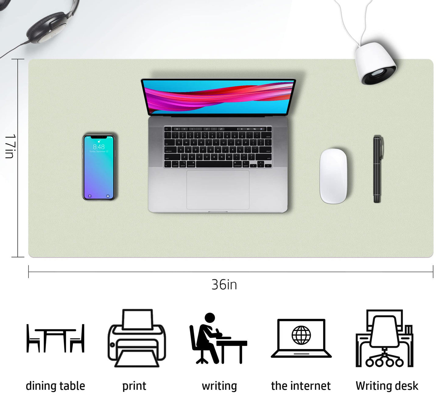 Aothia Double-Sided PU Leather Desk Pad - Non-Slip Large Mouse Pad & Desk Mat for Office, Home