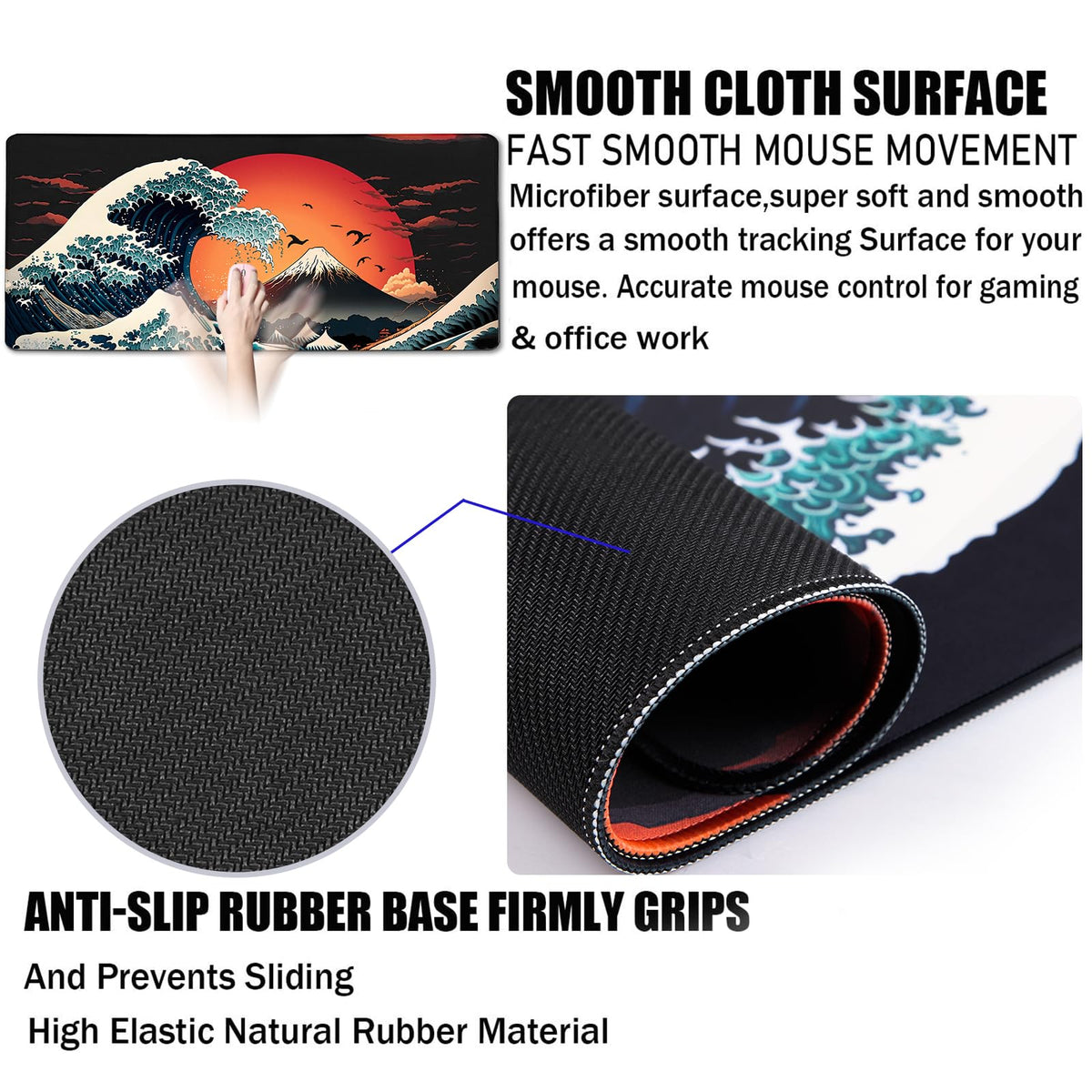 Big Mouse Pad, Upgrade Durable 31.5"x15.7" Larger Extended Mouse Pad for Gamer with Stitched Edges