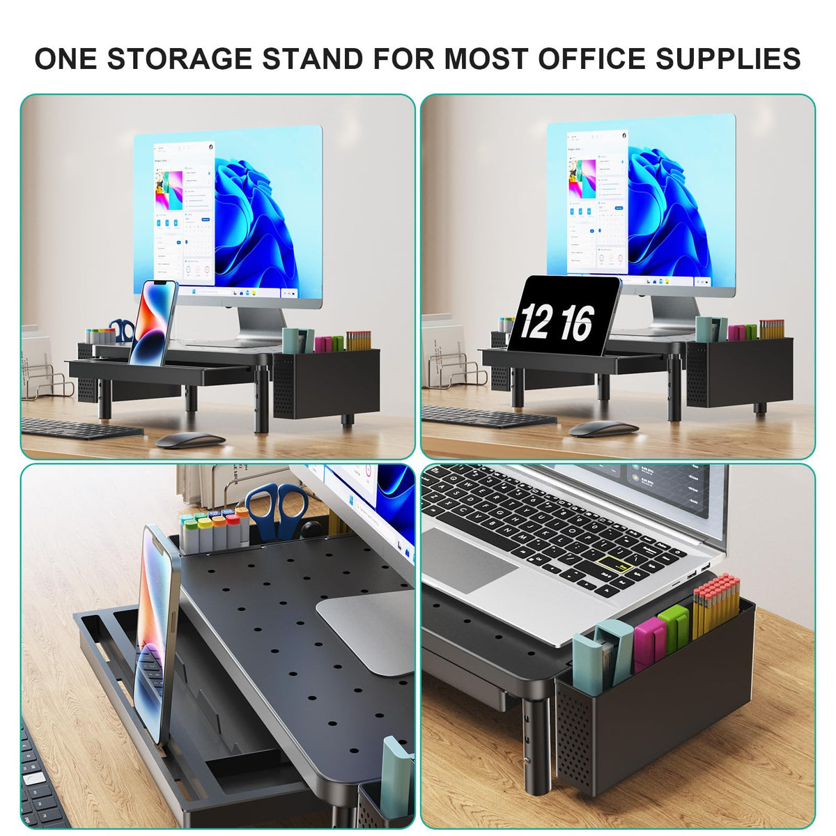 WALI Computer Monitor Stand with Storage and Pen Holder