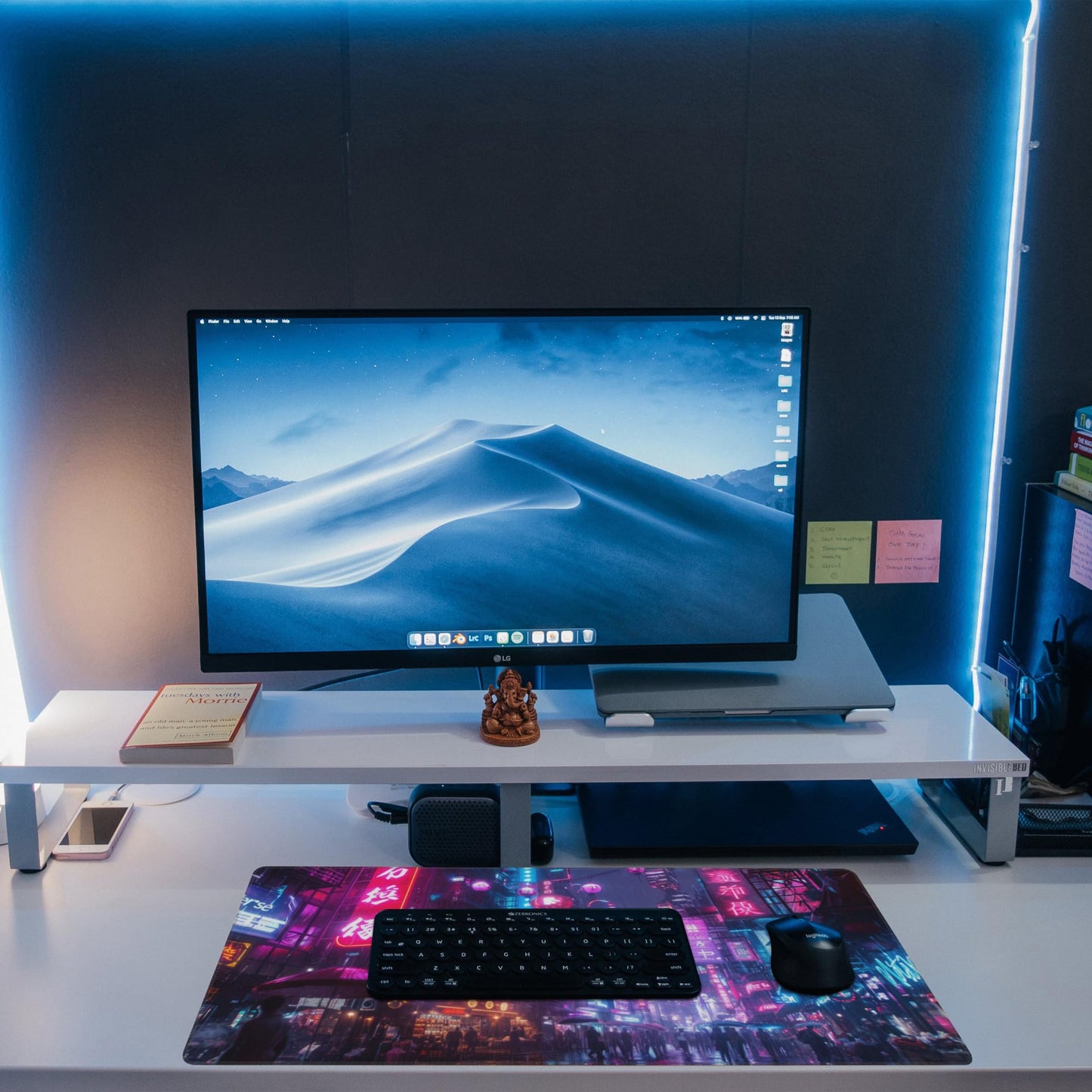Desk Mat,Cyberpunk Neon City Large Gaming Mouse Pad for Desk XL,Futuristic Night Street Desk