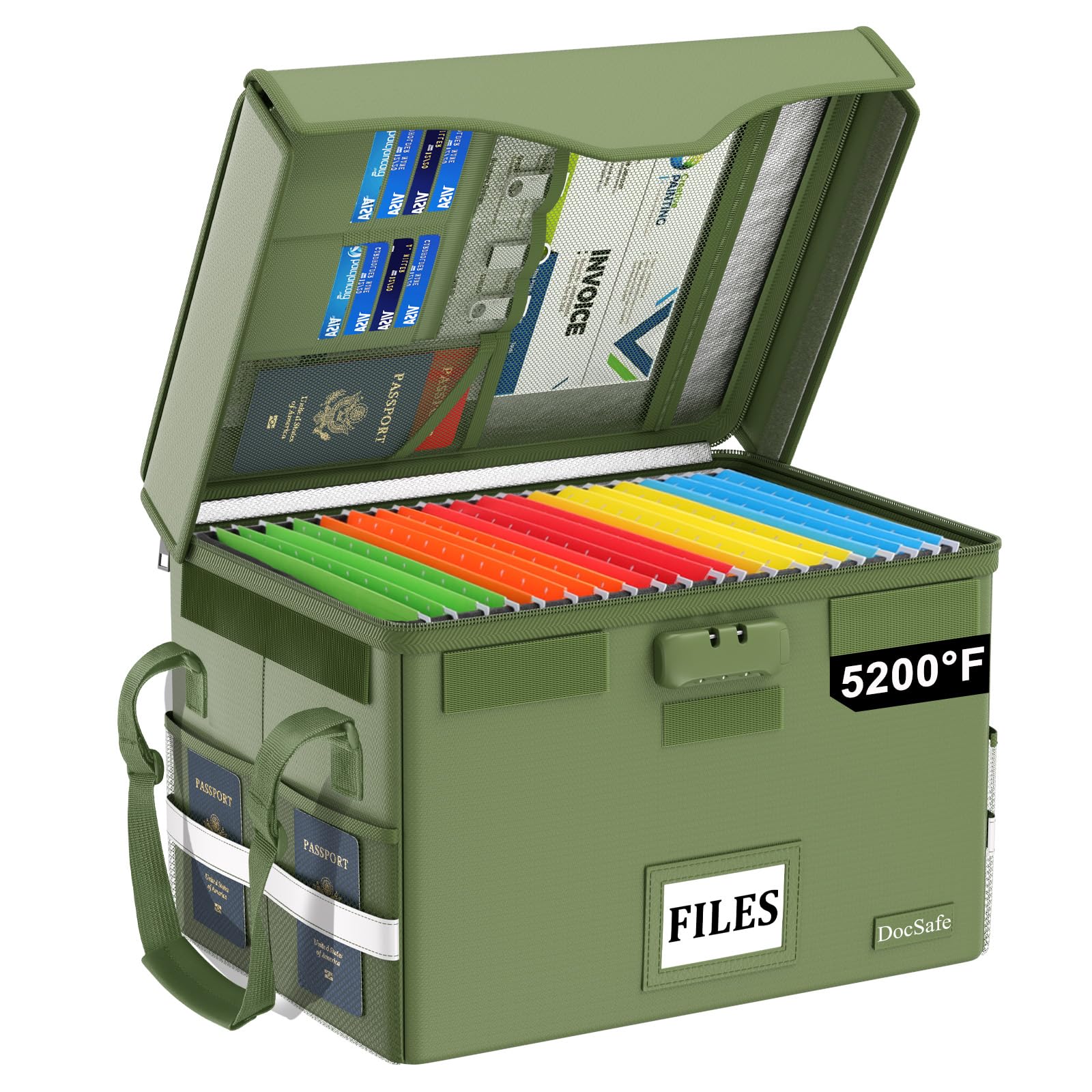 DocSafe 5200°F Fireproof Document Box with Lock,Heat Insulated File Organizer Storage with