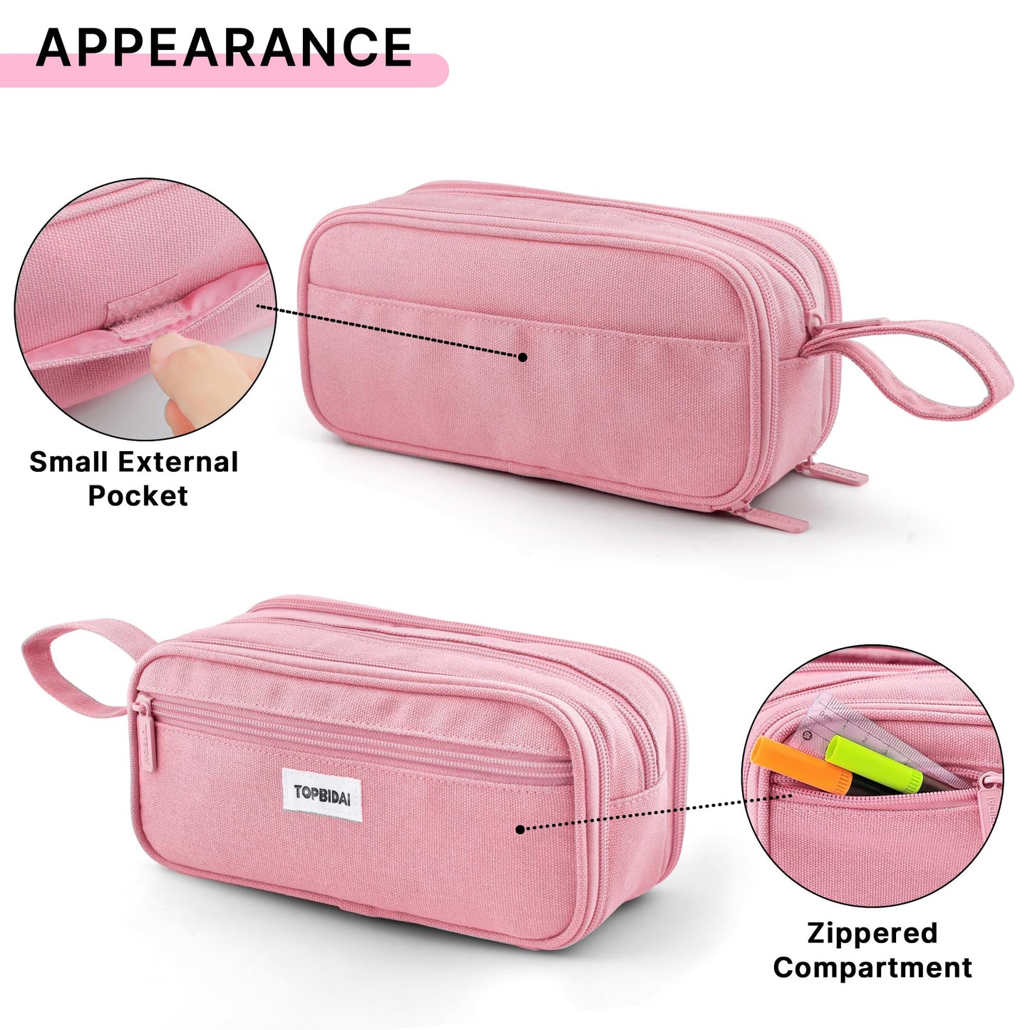 TOPBIDAI Large Pencil Case Pouch for Girls Boy Women Men Adults
