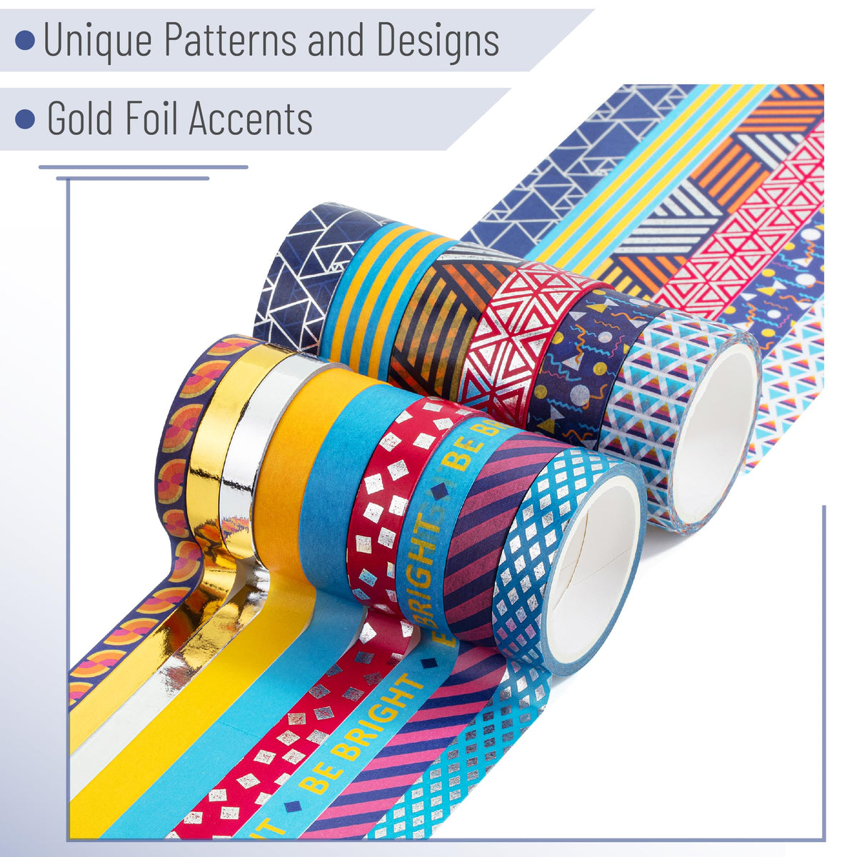 Mr. Pen- Washi Tape Set, 15 Rolls, Assorted Sizes, Metallic Foil
