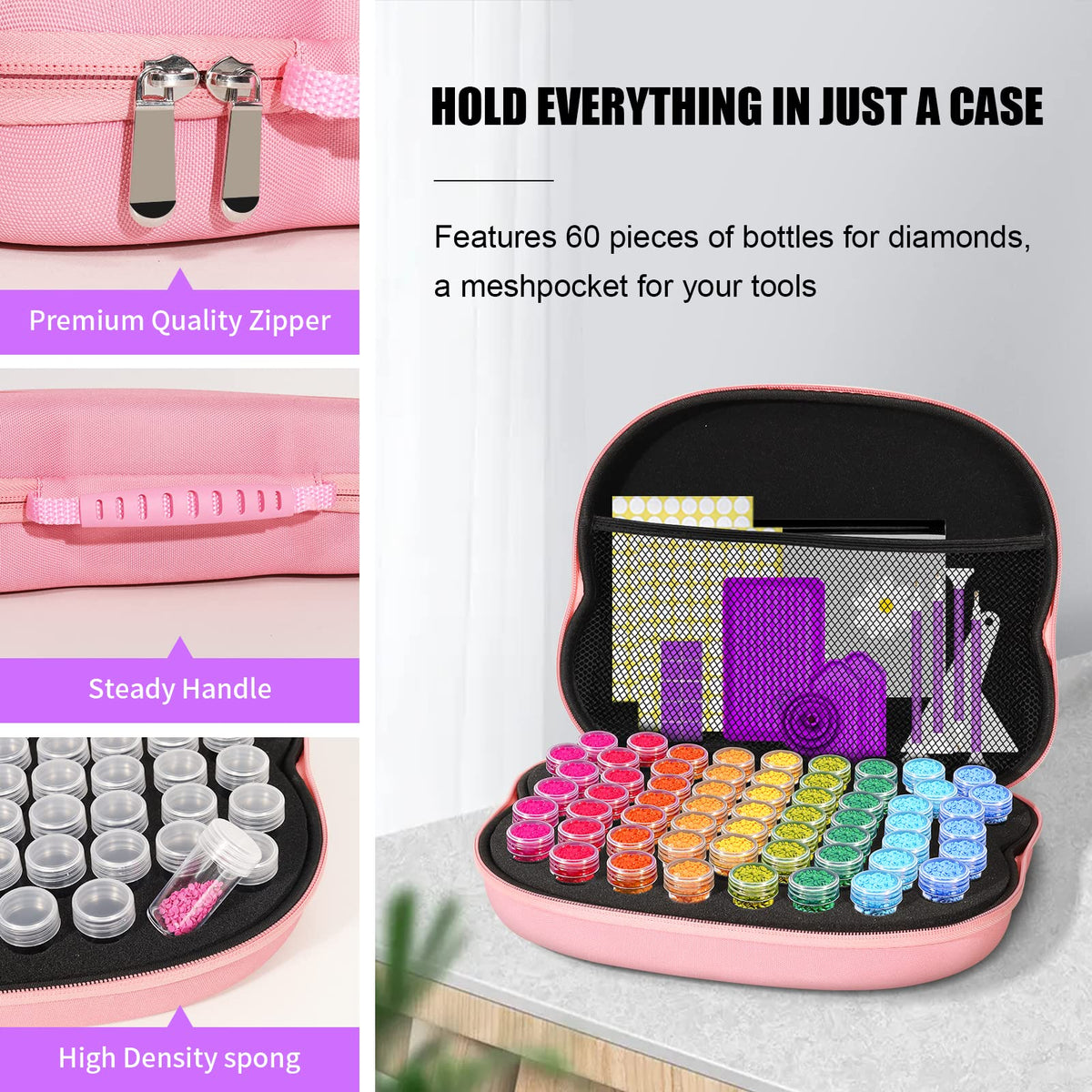 ZORETCO Diamond Art Storage with 60 Containers, Diamond Art Kits for Adults