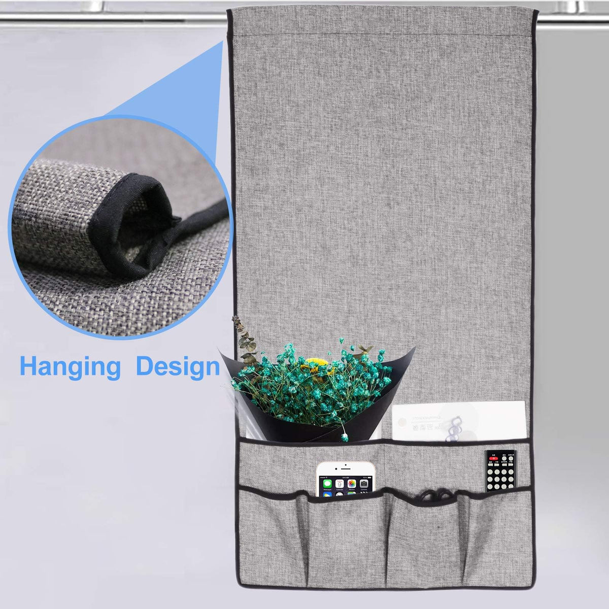 Sofa Armrest Organizer Couch Storage, TV Remote Holder for Armchair with 6 Pockets Hanging Remote