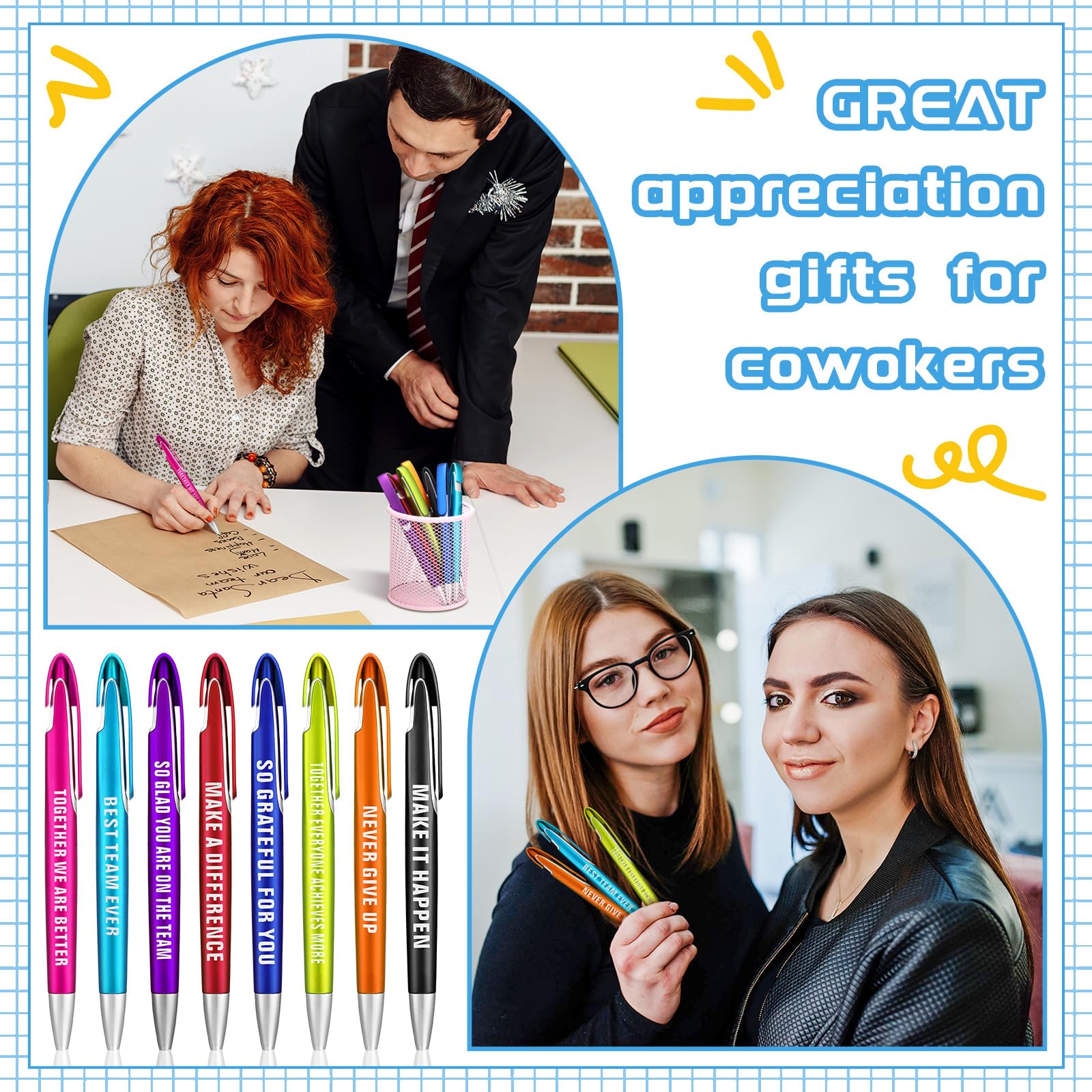 Lincia 100 Pcs Employee Appreciation Ballpoint Pen, Medium Point, Black Ink