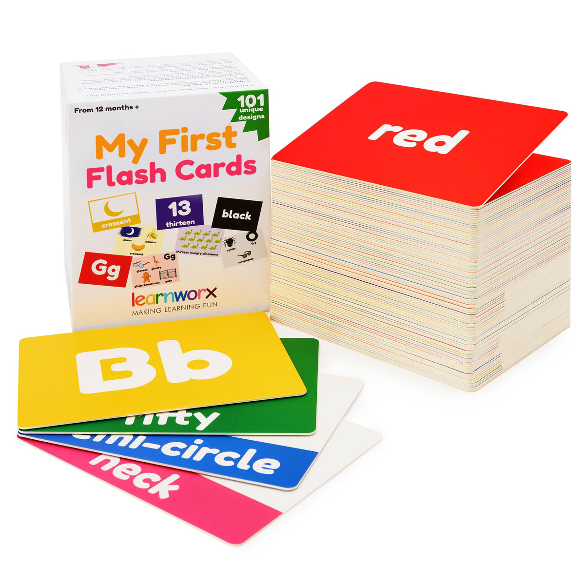 Toddler Learning Flash Cards | Kids Letter Number Alphabet Animal Color Words Flashcards | Large