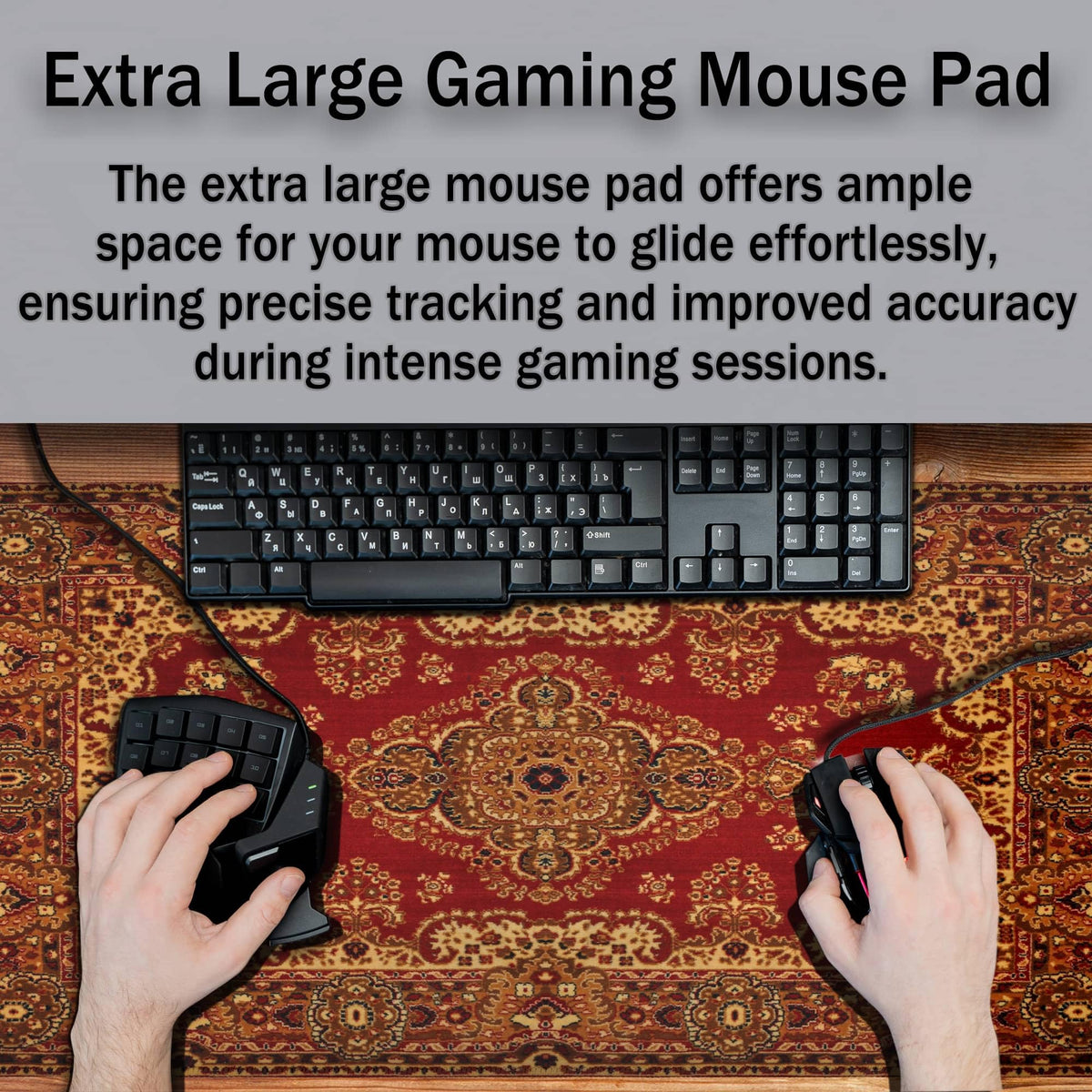 Samgula Gaming Mouse Pad Retro Boho, Large Mousepad Office Desk Mat, Work Desk Mat Non-Slip Rubber