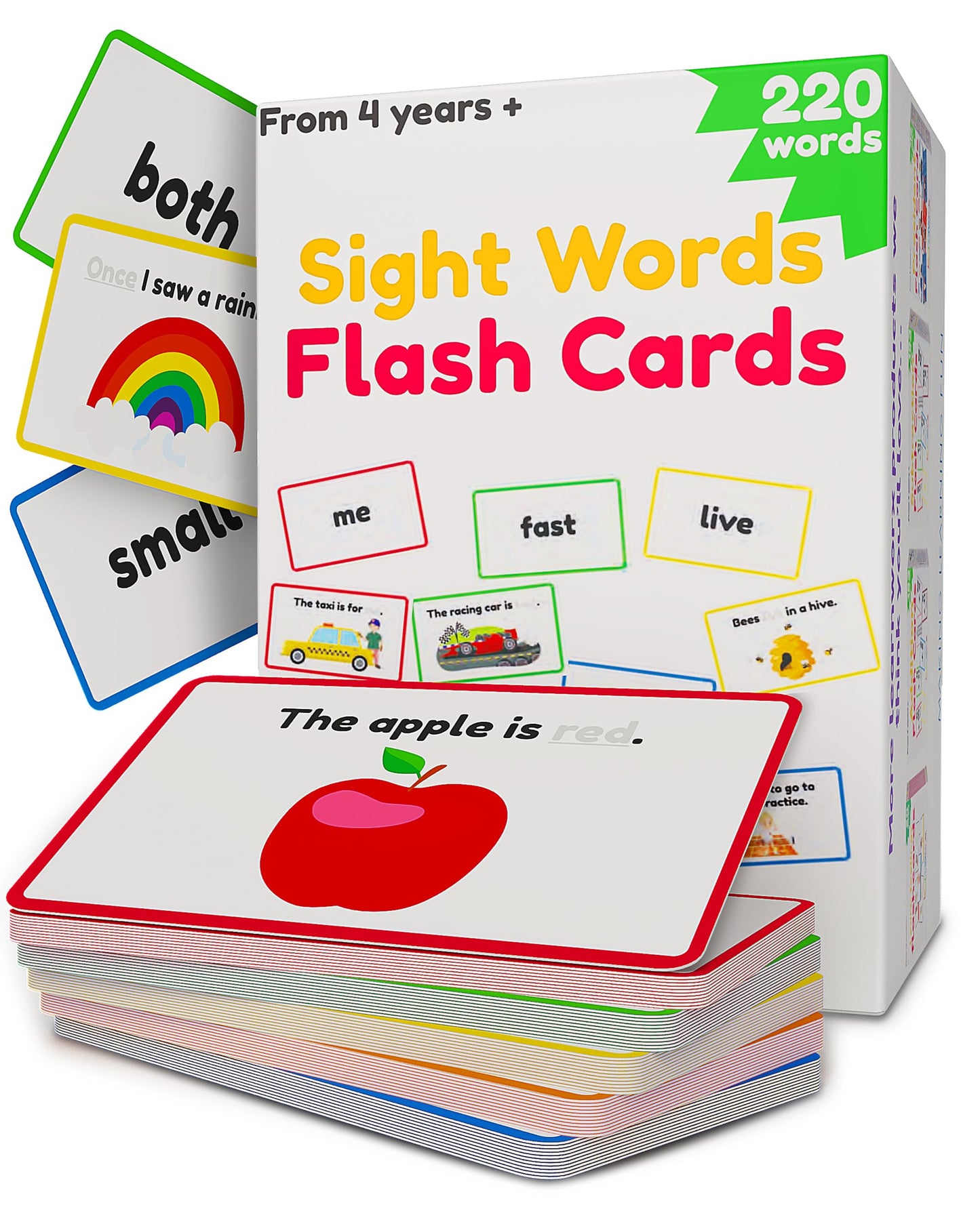Sight Words Flash Cards for Kids Ages 4–8 | 220 Dolch Sight Word Cards | Kindergarten, Preschool