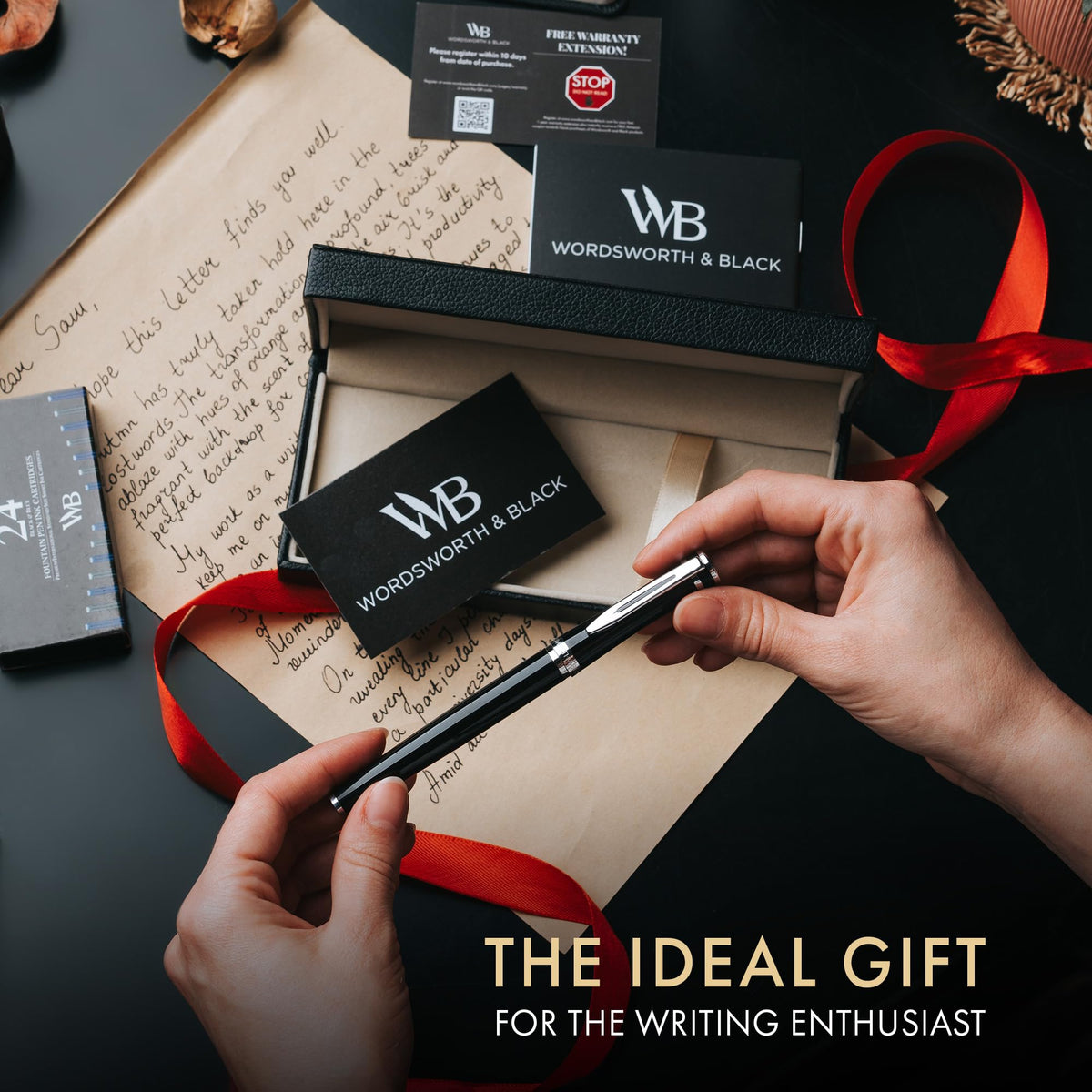 Wordsworth & Black Luxury Fountain Pen Set for Writing, Medium Nib, Black