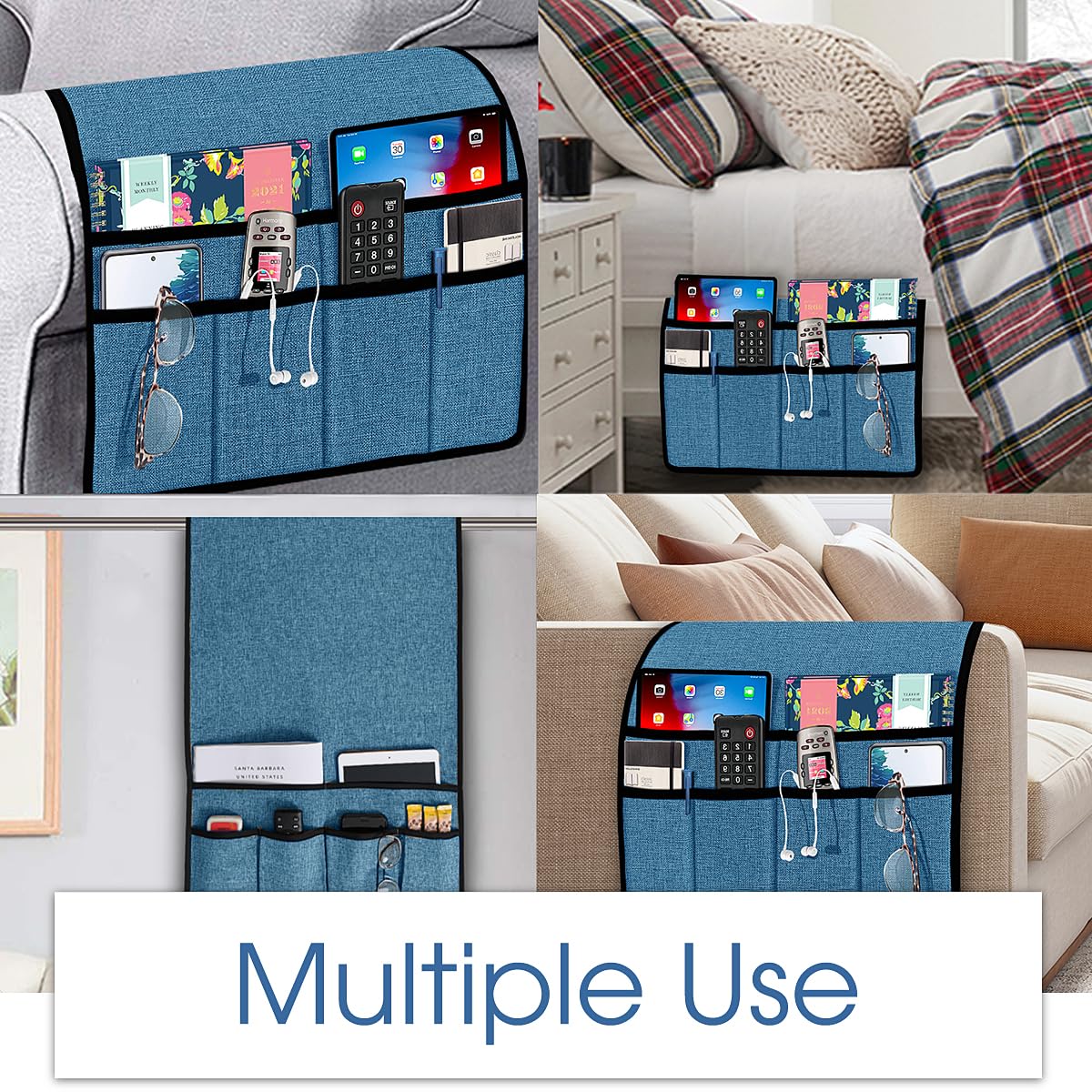 Joywell Remote Control Holder Armchair Caddy Armrest Organizer Classic Blue