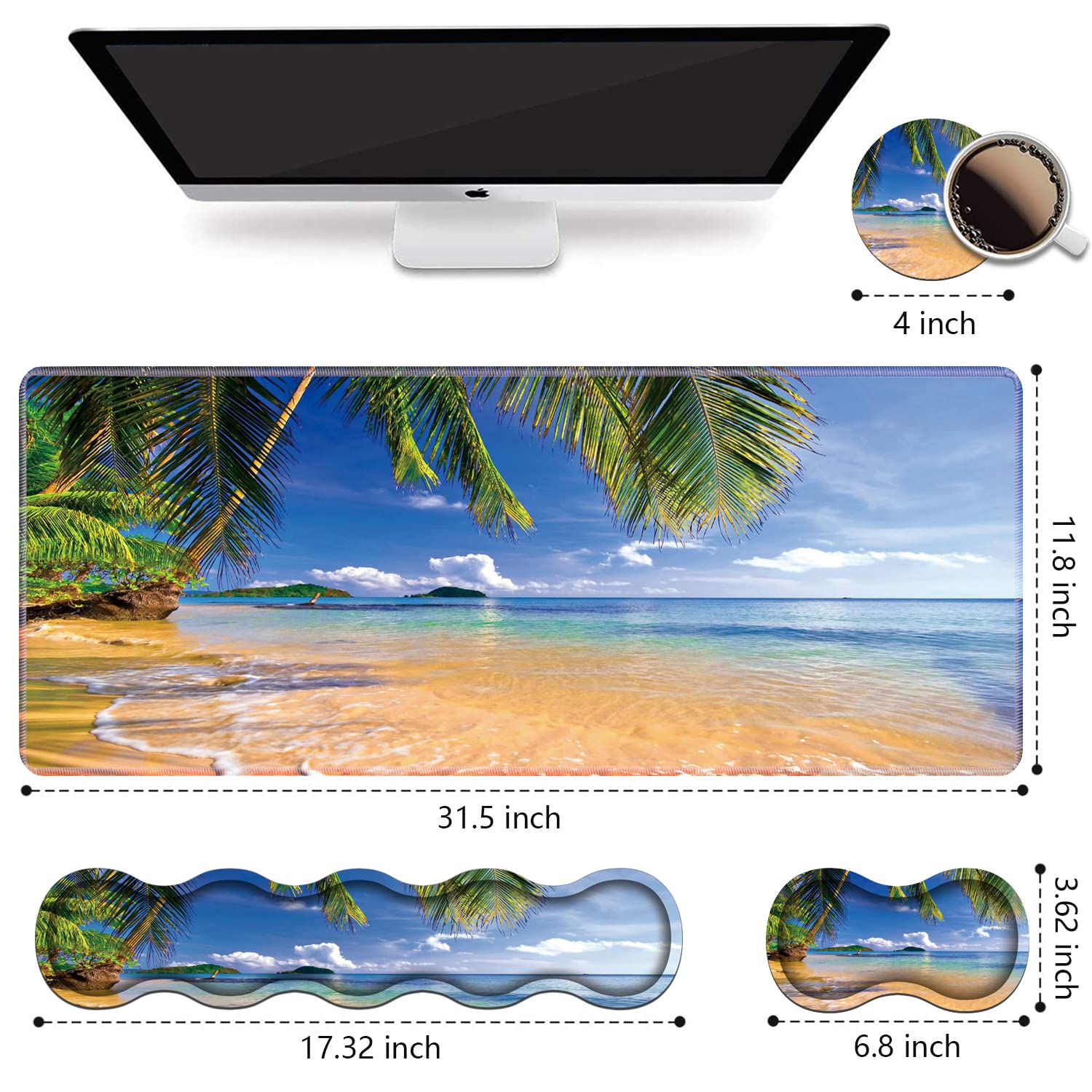 Ergonomic Keyboard Wrist Rest & Mouse Pad Wrist Rest Set, Large XXL Gaming Desk Mat 31.5"x 11.8"