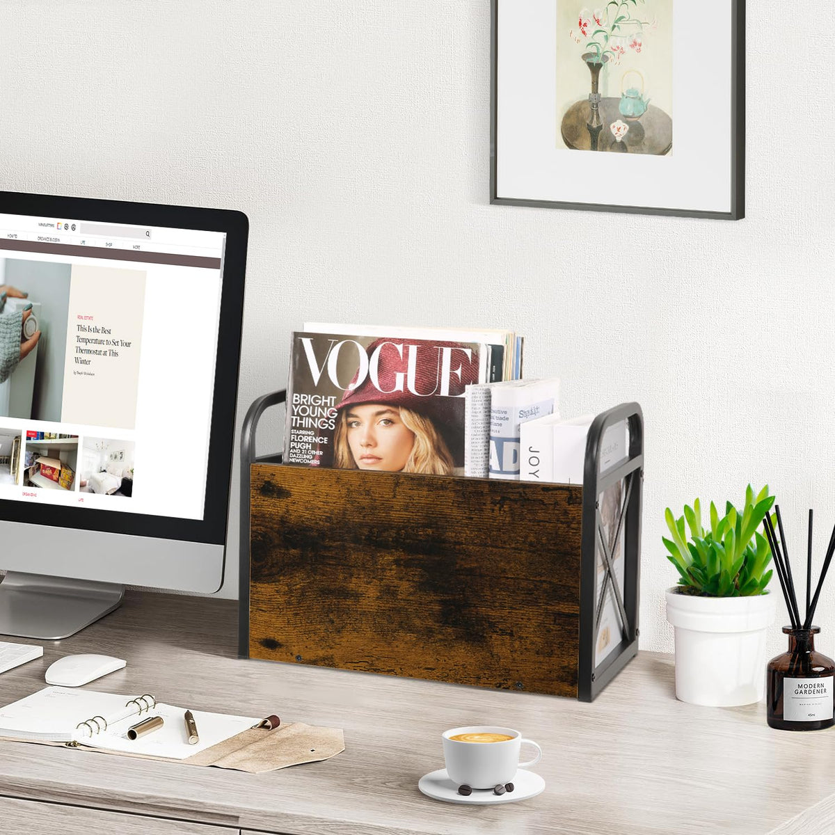 YINMIT Magazine Holder, Magazine Rack Floor, Magazine Storage Basket, Folder Organizer Bin for