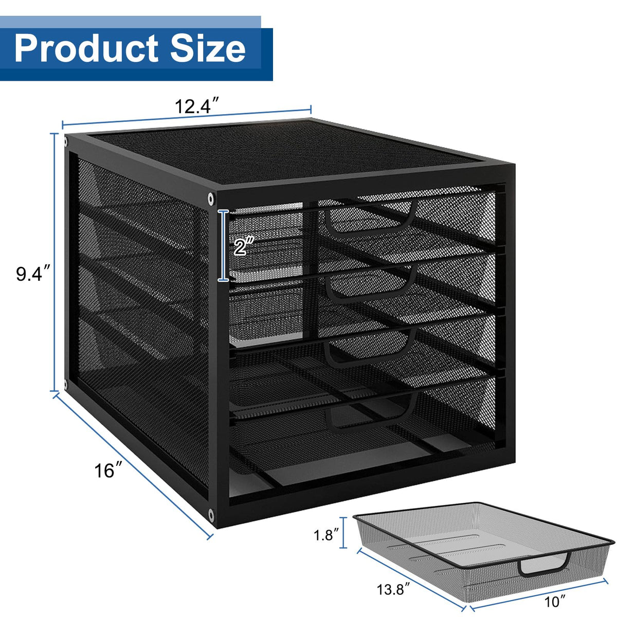 Natwind Mesh Desk Organizer with 4 Tier Sliding Drawers,Black