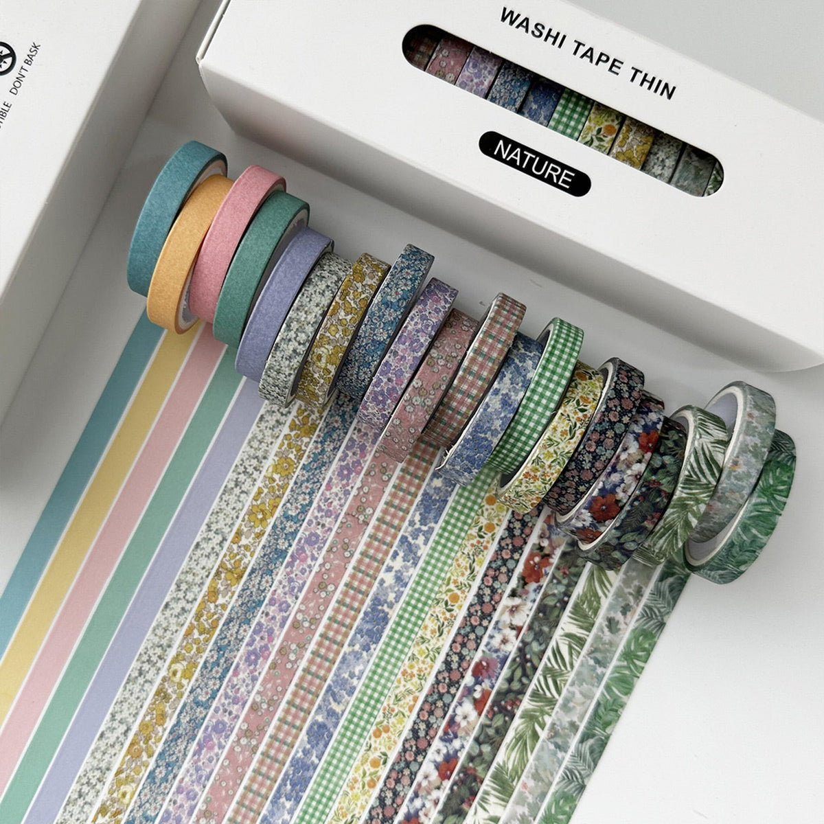 YUBX Vintage Washi Tape Set 20 Rolls Skinny Retro Decorative Antique Patterns Masking Tapes for