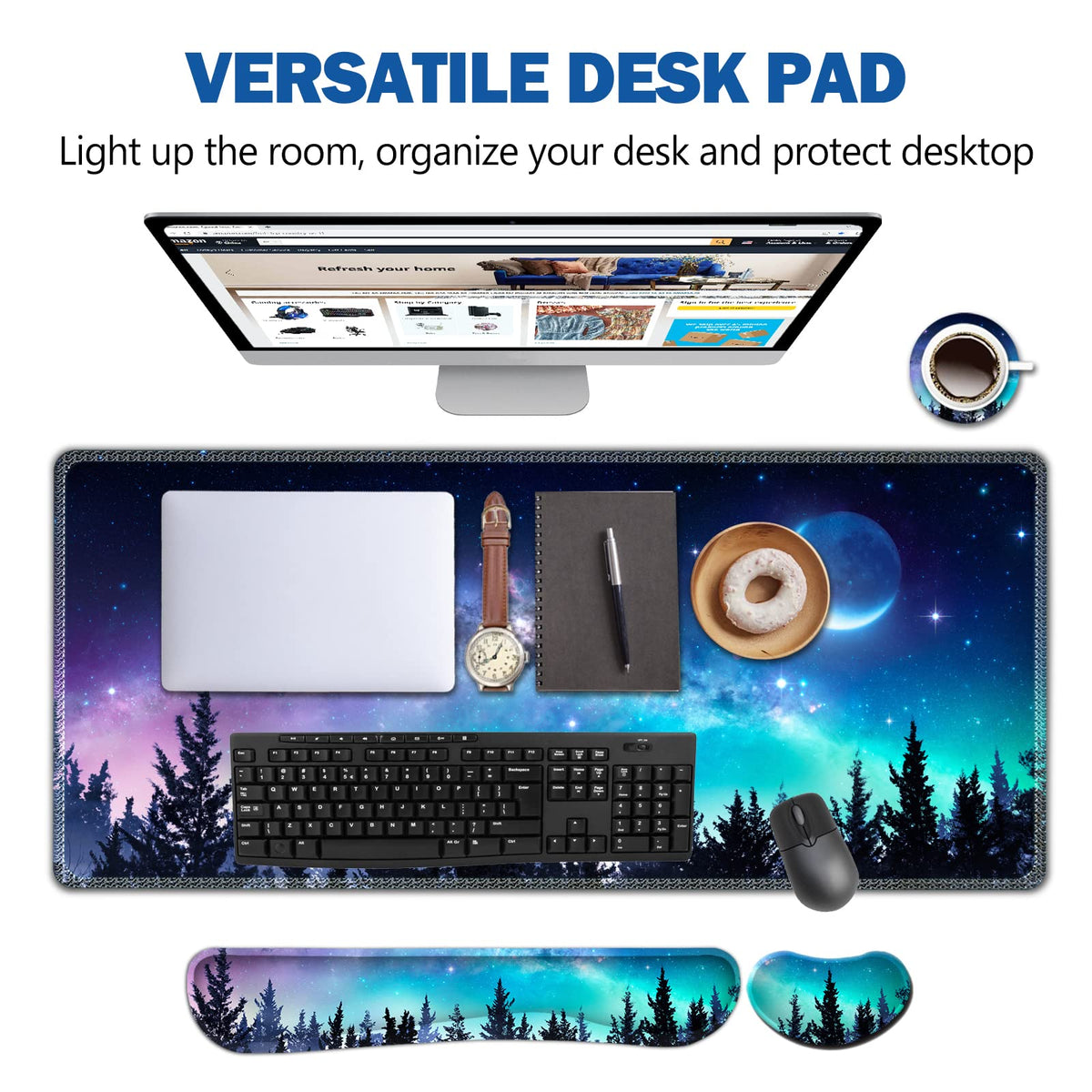 AIMSA Large Gaming Mouse Pad Set, Keyboard Wrist Rest Support + Extended Mouse Pad + Mouse Wrist