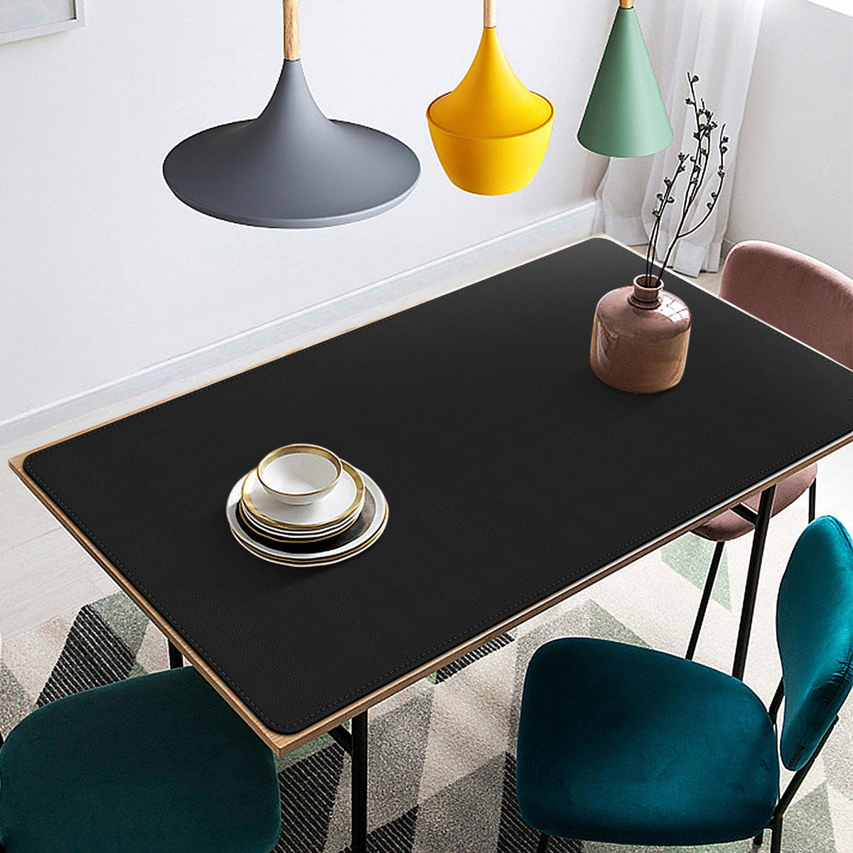 Vyaaa 59" x 28" Extra Large Desk Mat, Black