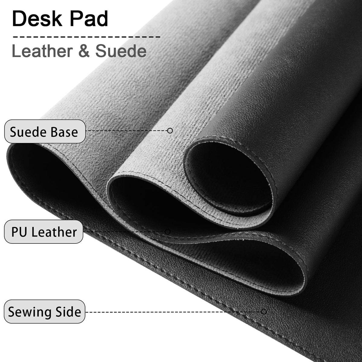 PU Leather Desk Pad Protector, 35.4" x 17", Non-Slip Mouse Pad, Waterproof Computer Desk Mat