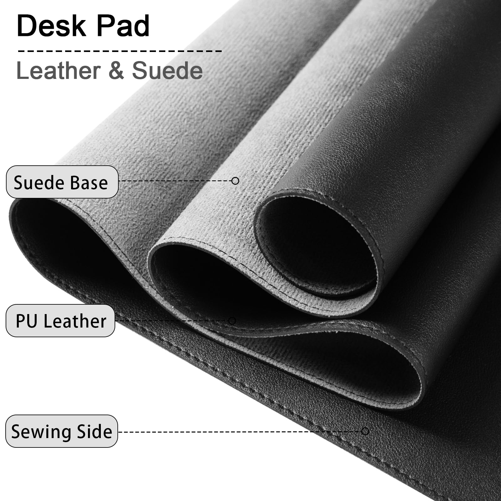 PU Leather Desk Pad Protector, 35.4" x 17", Non-Slip Mouse Pad, Waterproof Computer Desk Mat