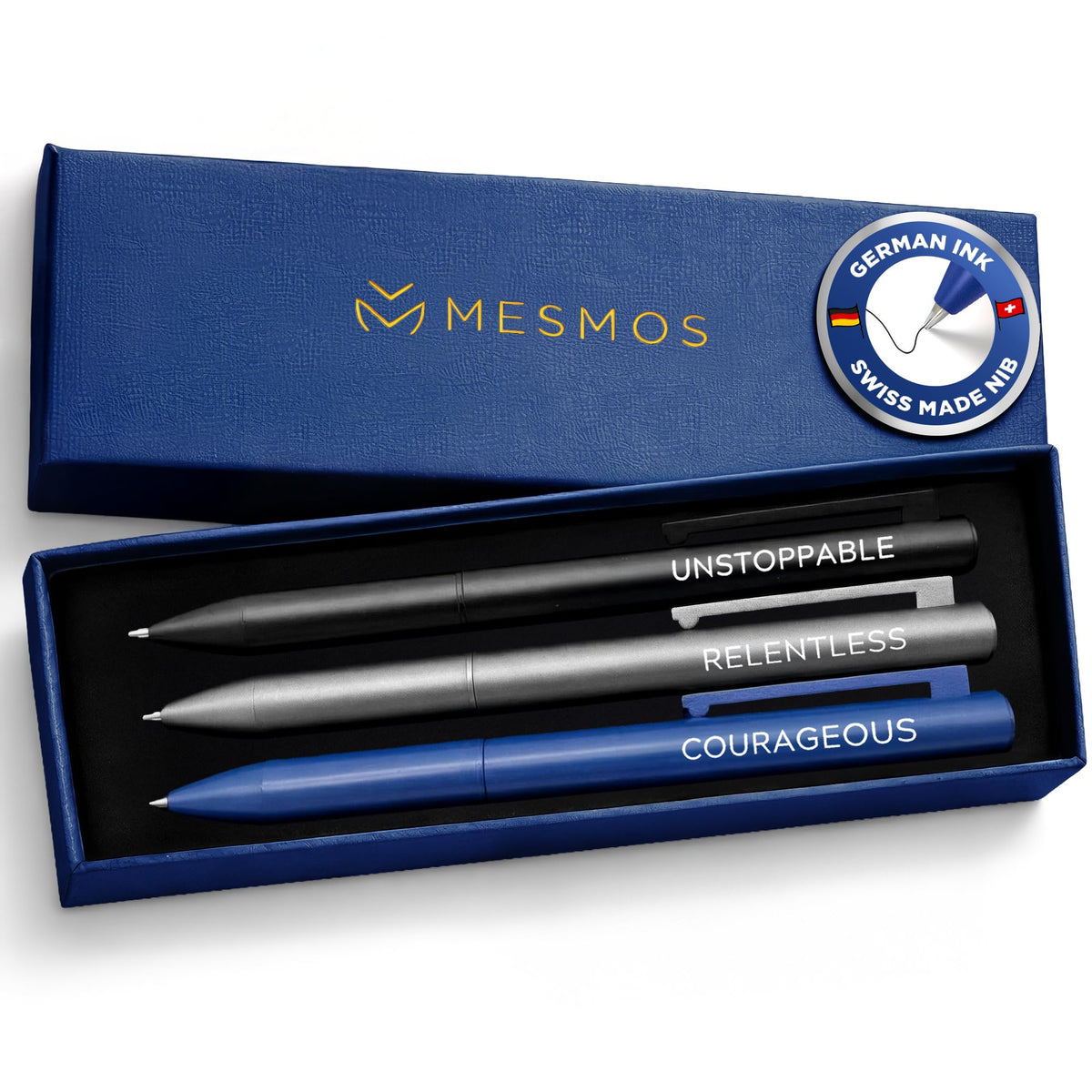 MESMOS 3Pk Luxury Fancy Pen Set, Cool Metal Ballpoint Pens, Office Supplies and Desk Accessories