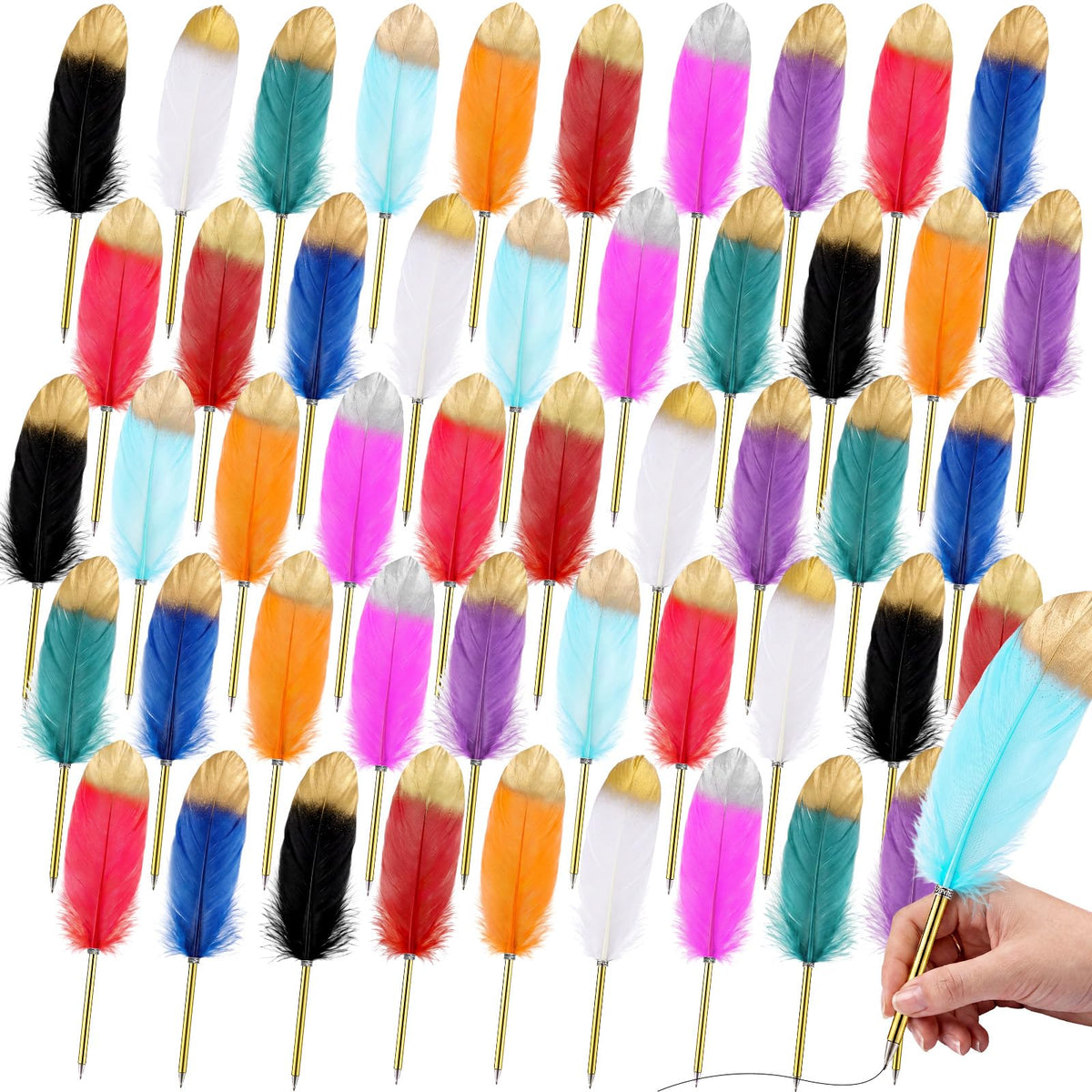 Chivao Feather Pens, Multi Colors, 30 Pcs