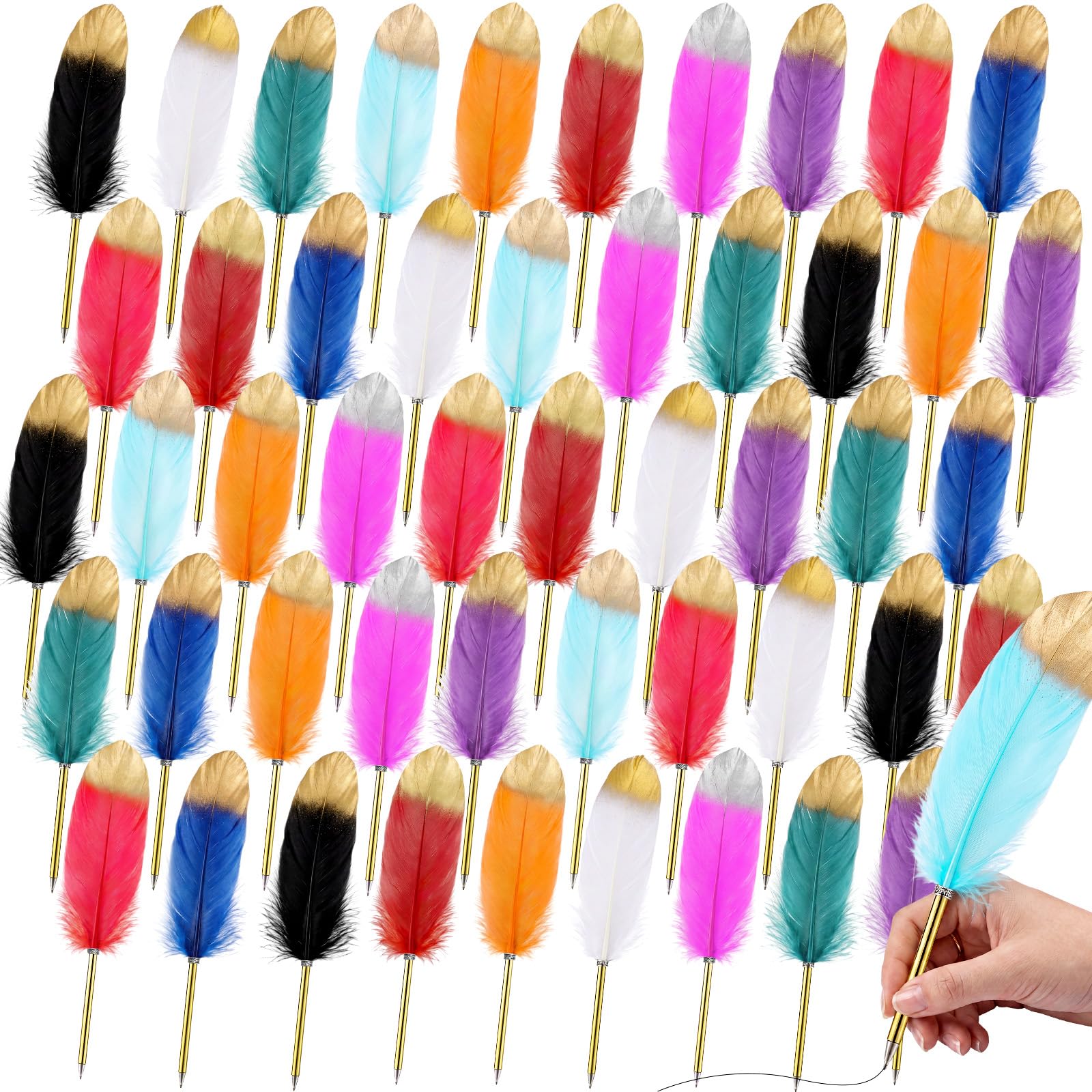Chivao Feather Pens, Multi Colors, 30 Pcs