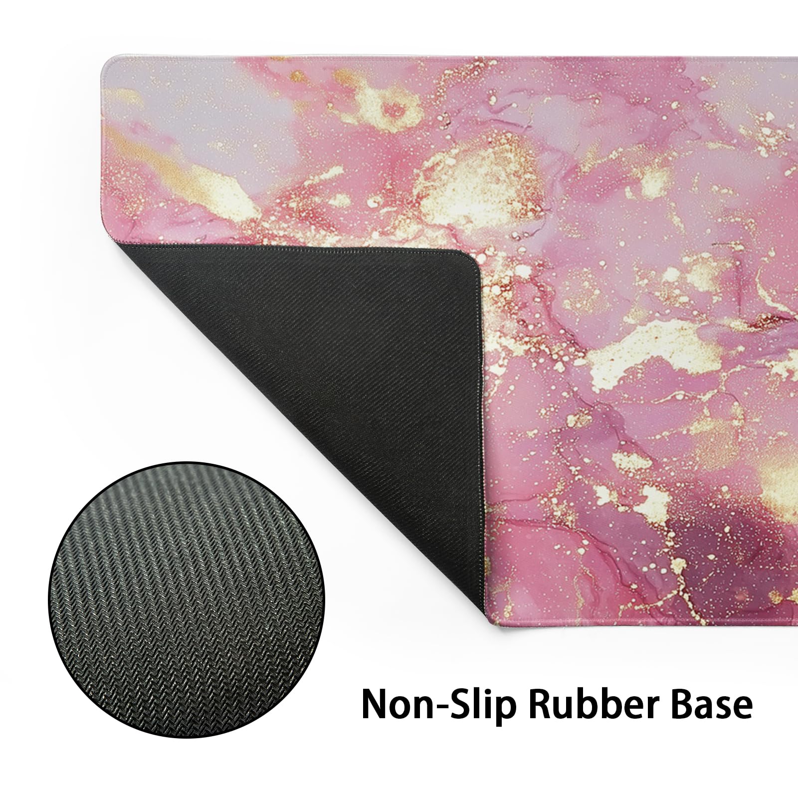 Gold Pink Marble Mouse Pad Extended Large 31.5x11.8in Coquette Kawaii Desk Mat Preppy Trendy