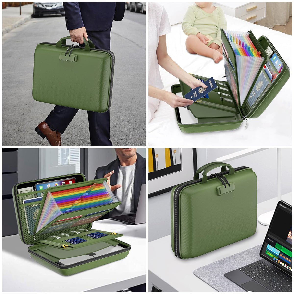 DocSafe Fireproof File Organizer with Lock, Hard-Shell Case Fireproof Document Box with 13 Pocket