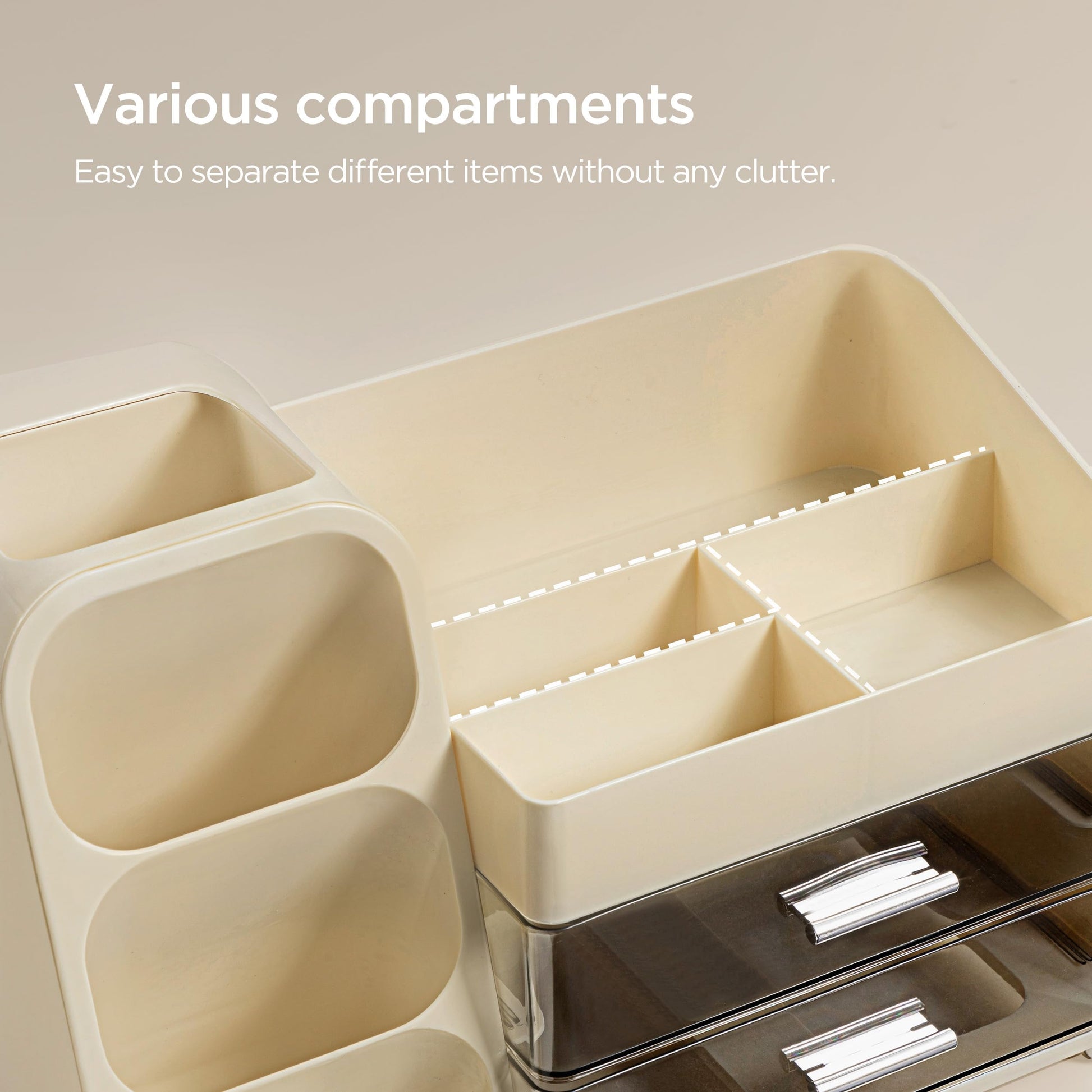 HBlife Desk Organizer with Pen Pencil Holder for Desk, Pen Organizer with 2 Drawers, Desk