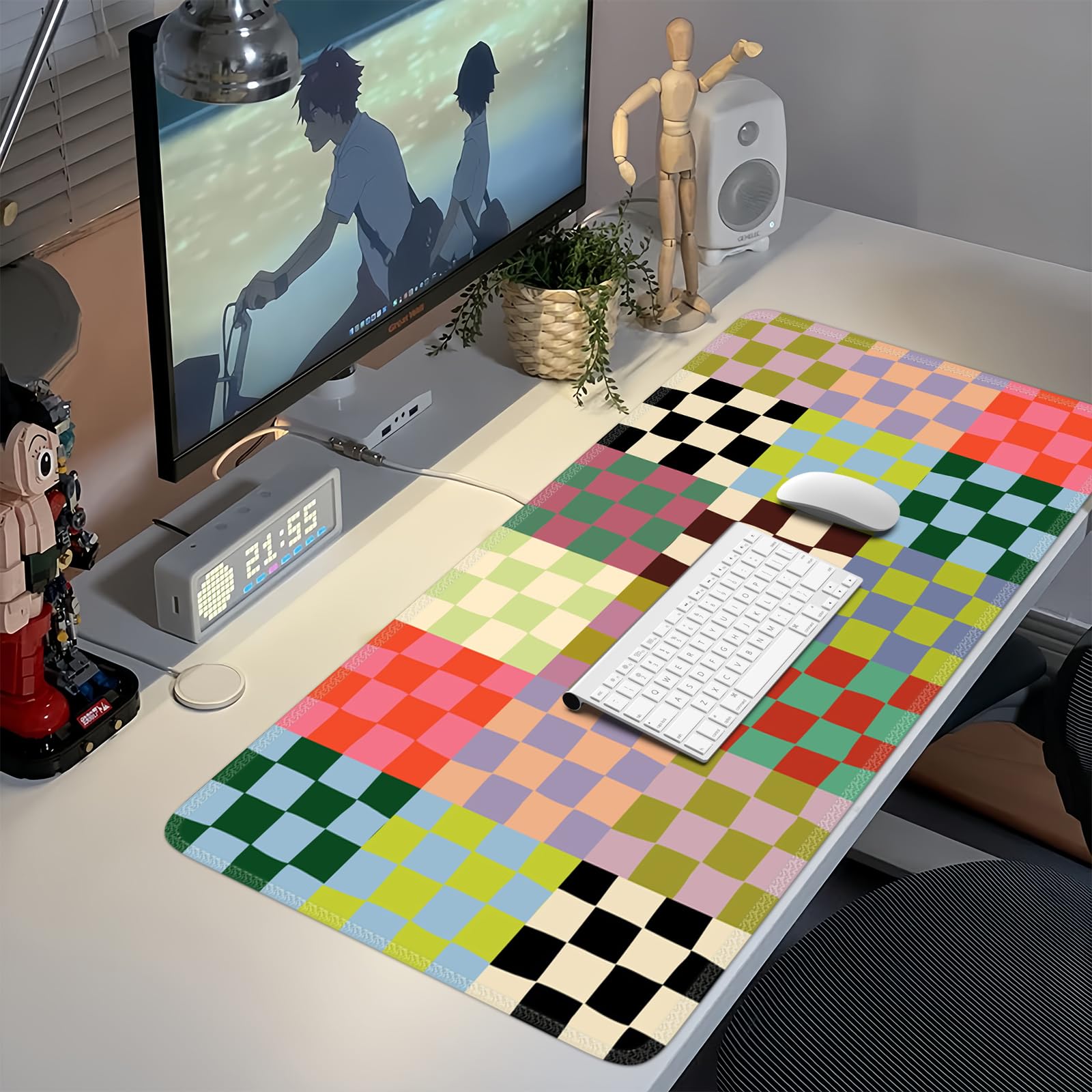iCasso Desk Mat,Cute Desk Cover for Women,35.4x15.7in,Checkered