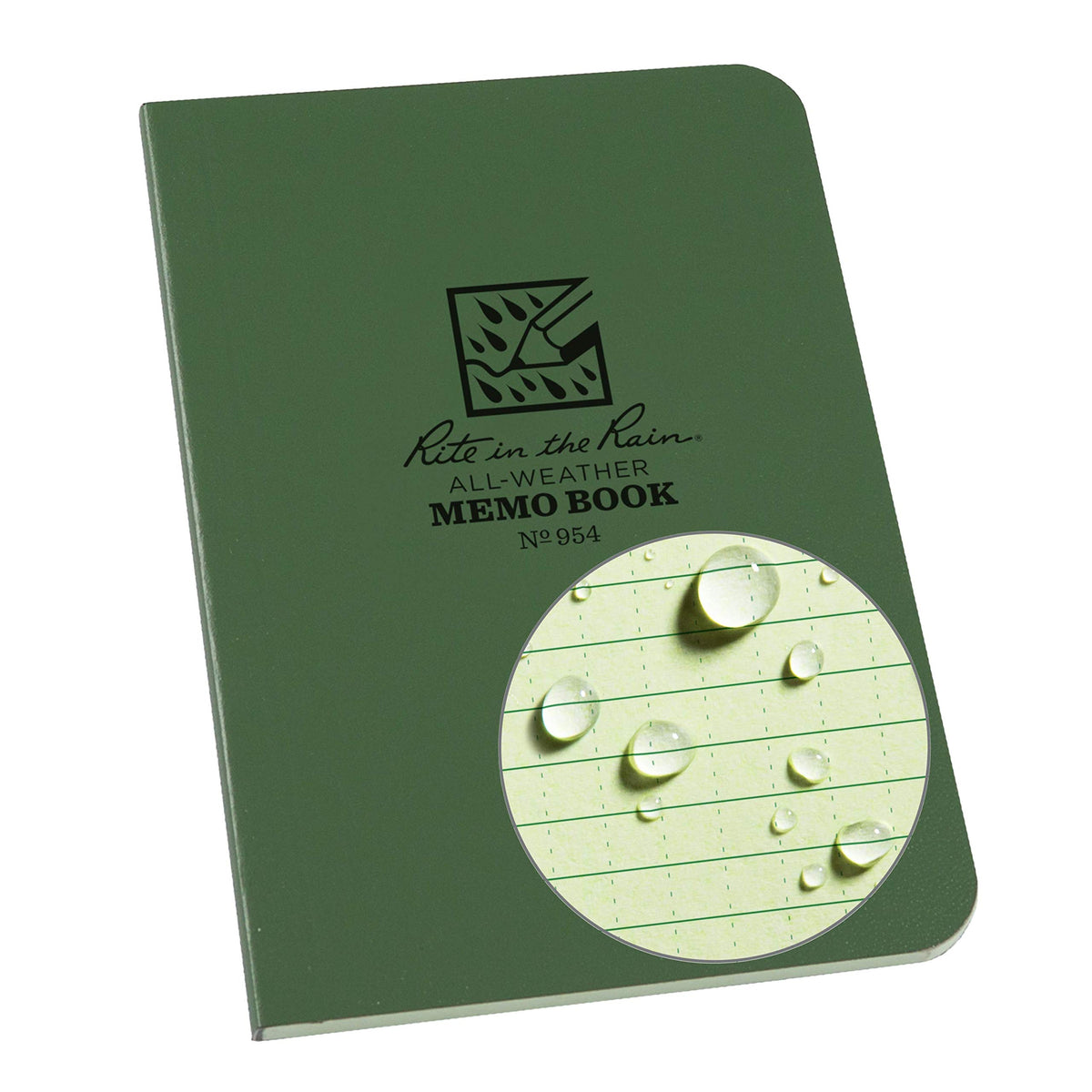 Rite in the Rain Weatherproof Soft Cover Pocket Notebook, 3.5" x 5", Green Cover, Universal Pattern